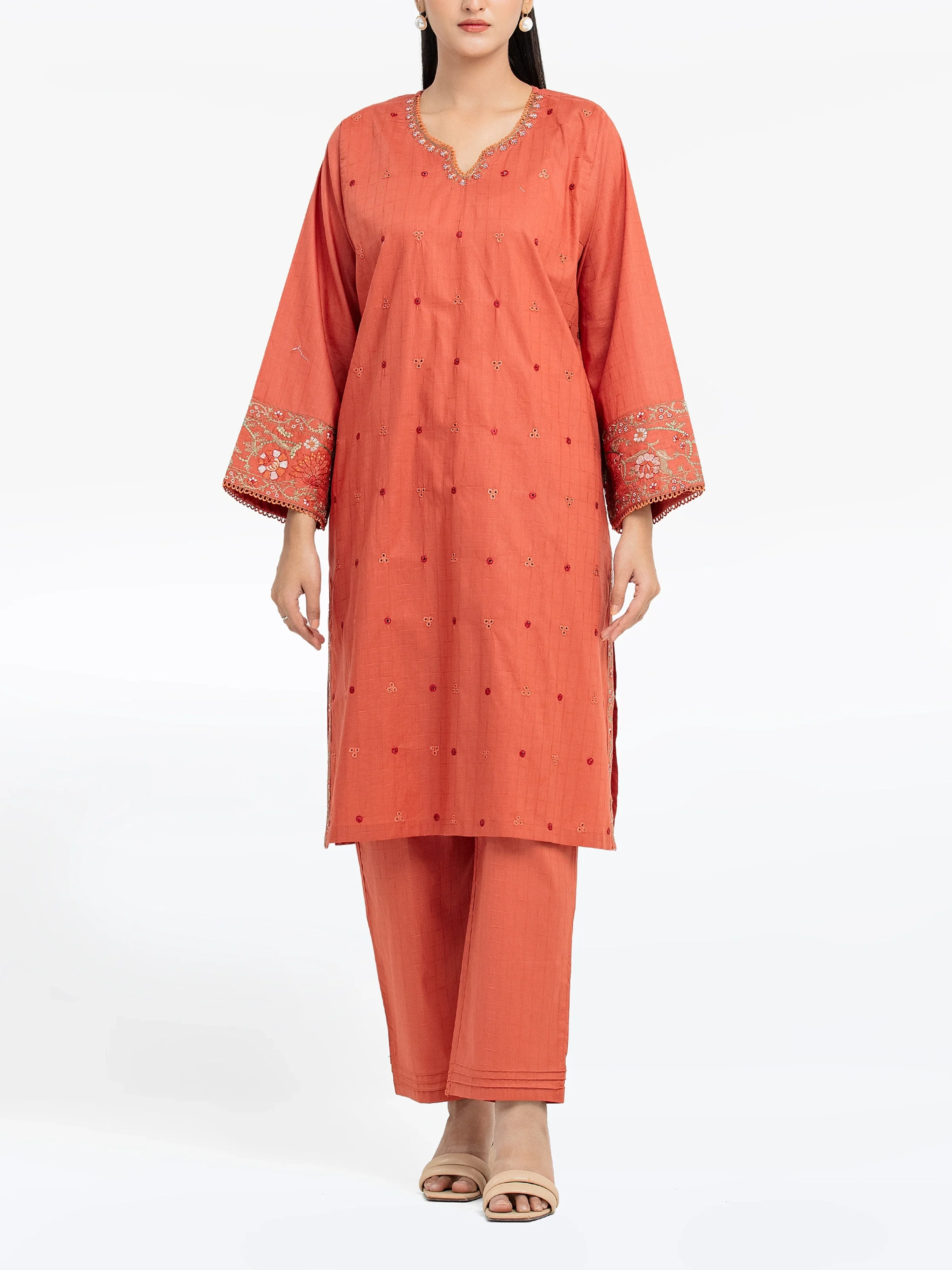 Embroidered Dobby Shirt Trouser - EWTKE24-80126ST