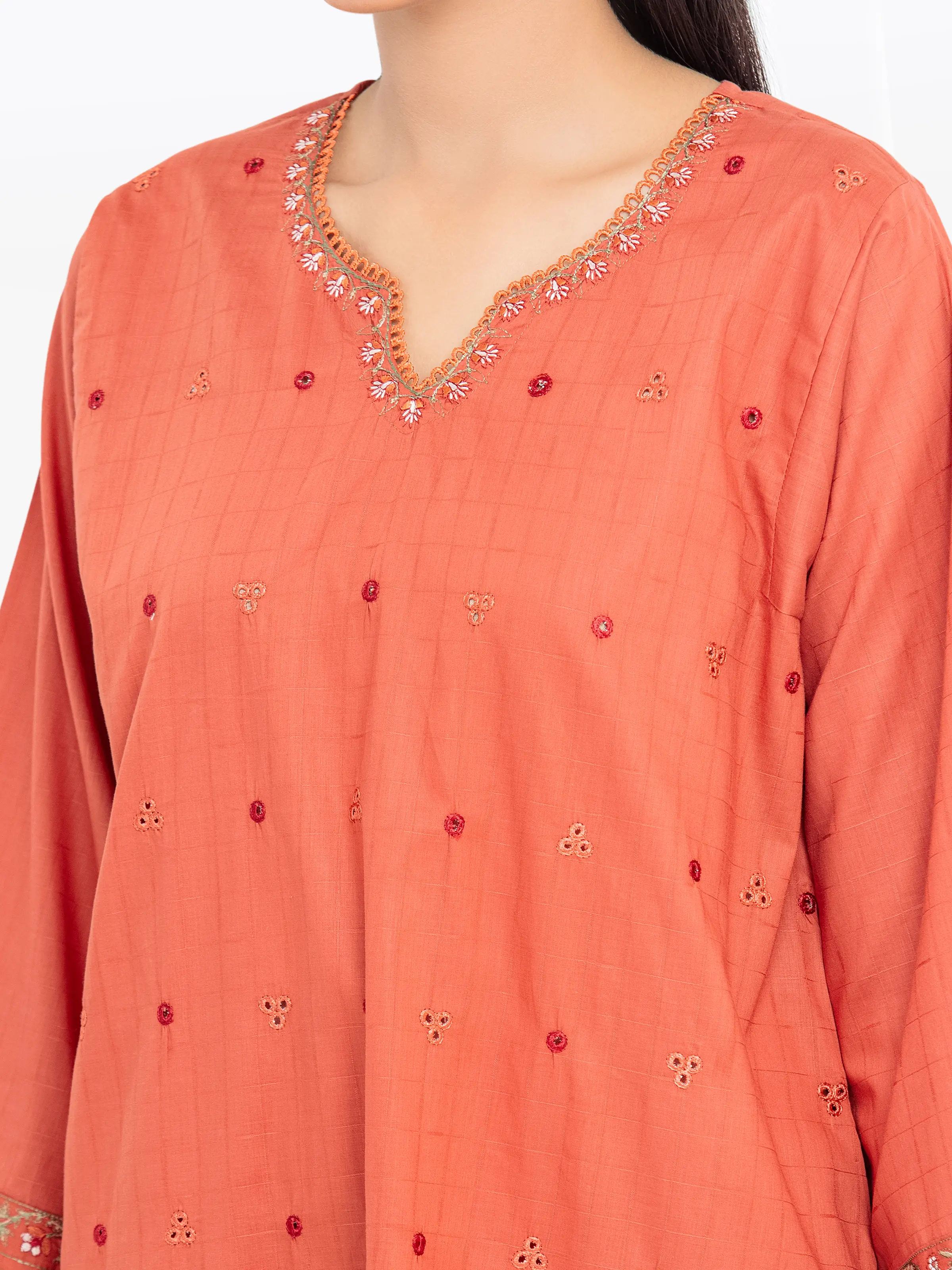 Embroidered Dobby Shirt Trouser - EWTKE24-80126ST - Image 3
