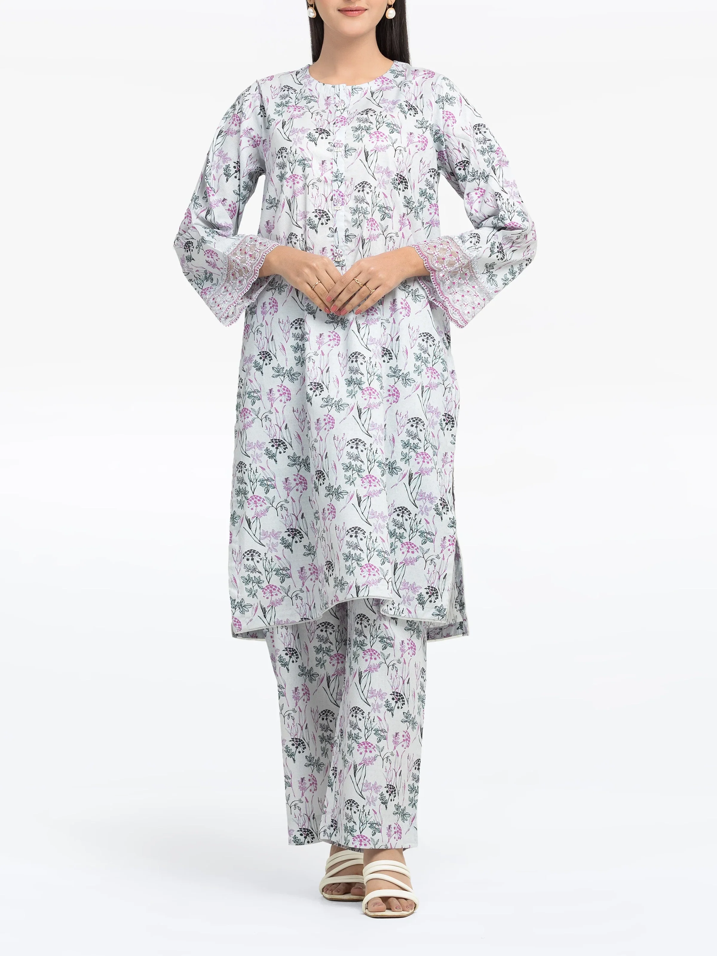 Embroidered Dobby Co-Ord Set - EWTKE24-81345ST