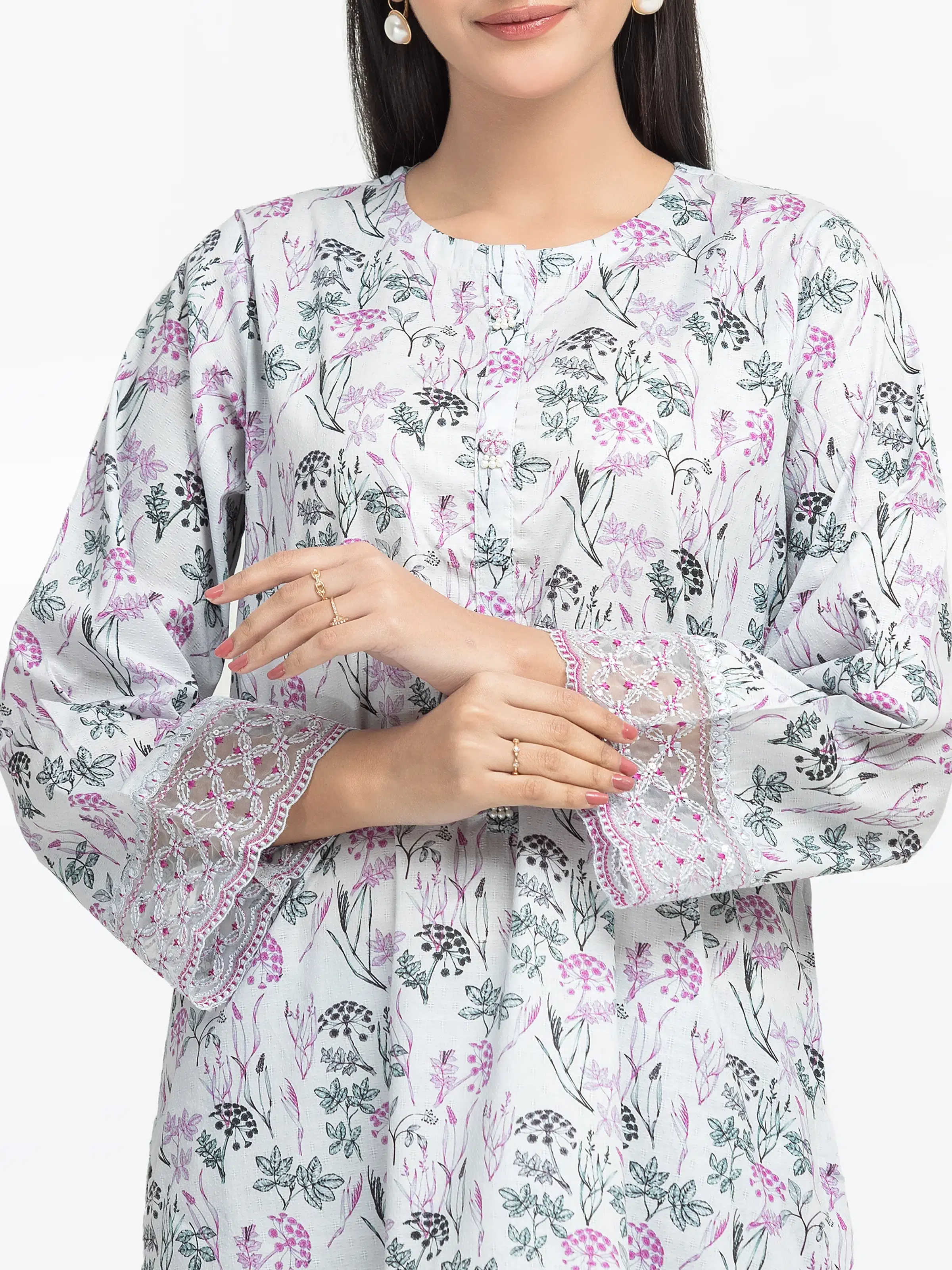 Embroidered Dobby Co-Ord Set - EWTKE24-81345ST - Image 2