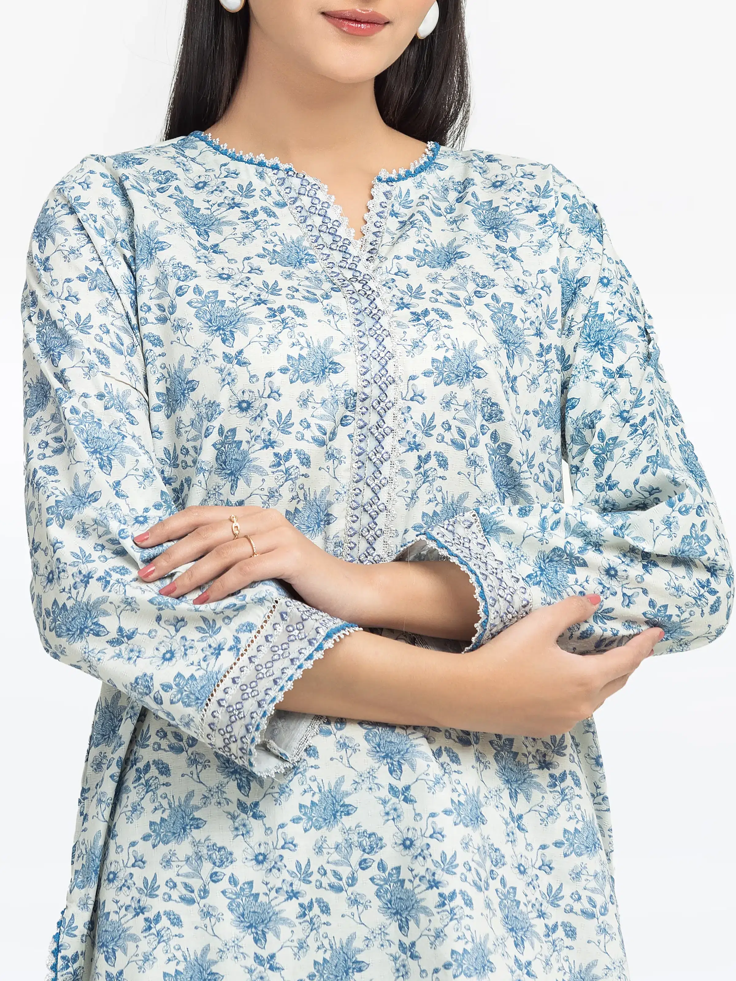 Embroidered Dobby Co-Ord Set - EWTKE24-81347ST - Image 2