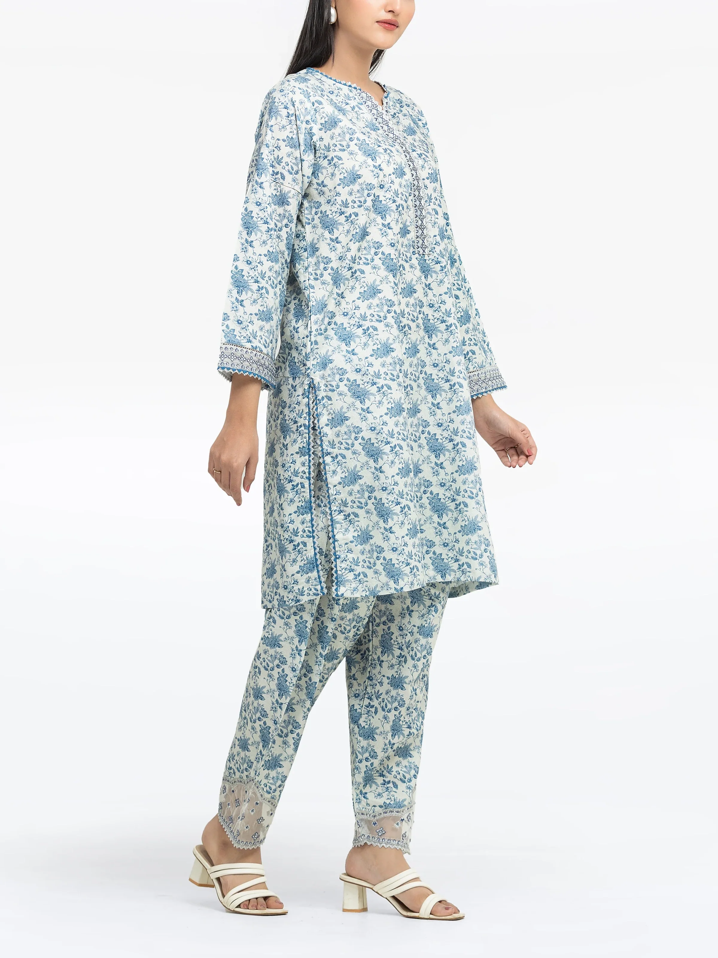 Embroidered Dobby Co-Ord Set - EWTKE24-81347ST - Image 5