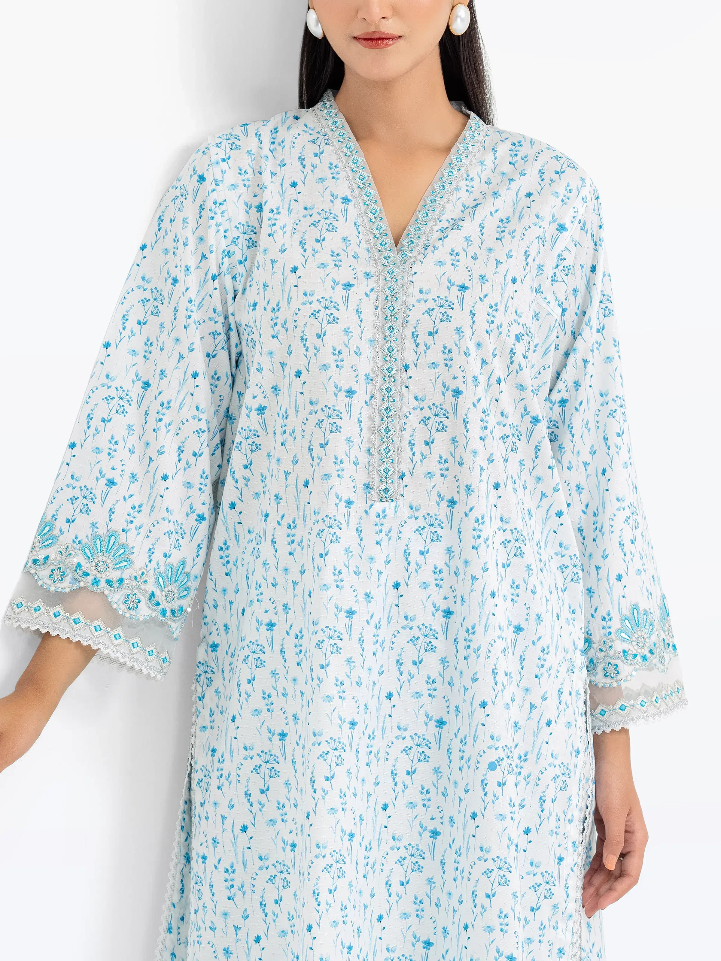 Embroidered Dobby Co-Ord Set - EWTKE24-81348ST - Image 2