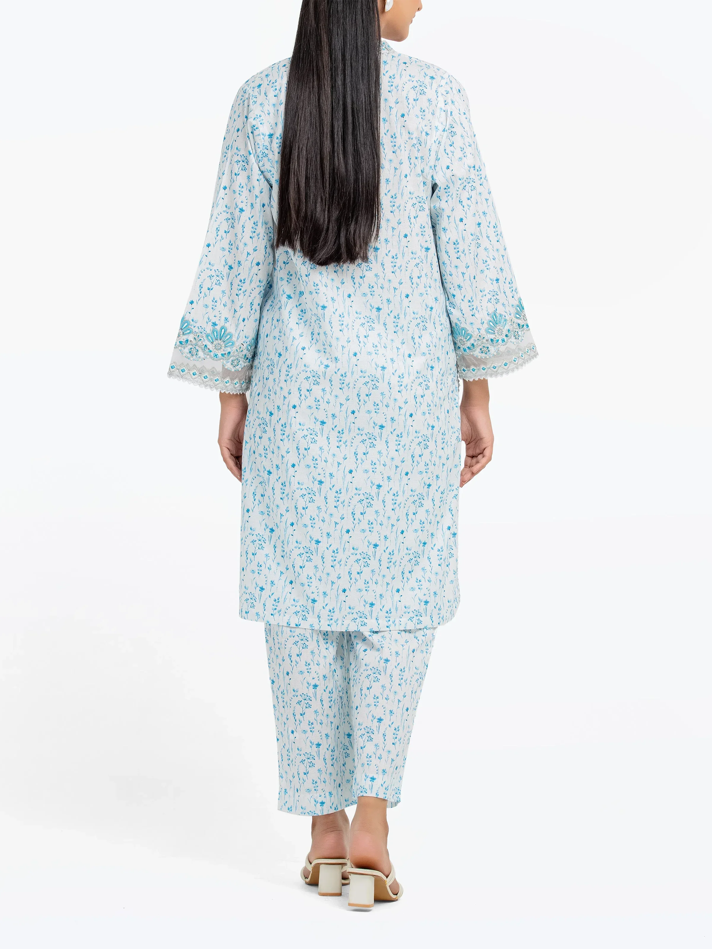 Embroidered Dobby Co-Ord Set - EWTKE24-81348ST - Image 5