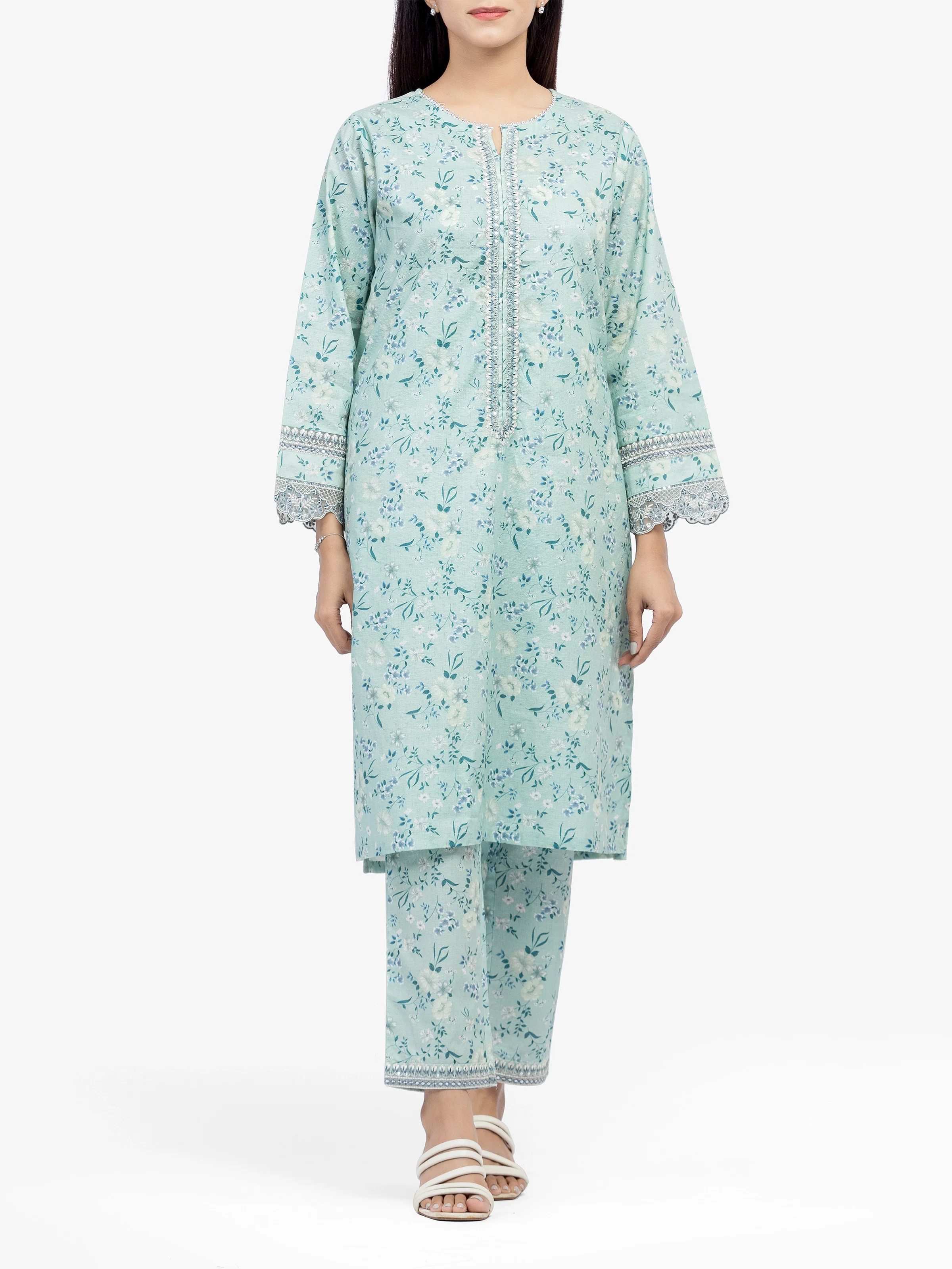 Embroidered Dobby Co-Ord Set - EWTKE24-81349ST