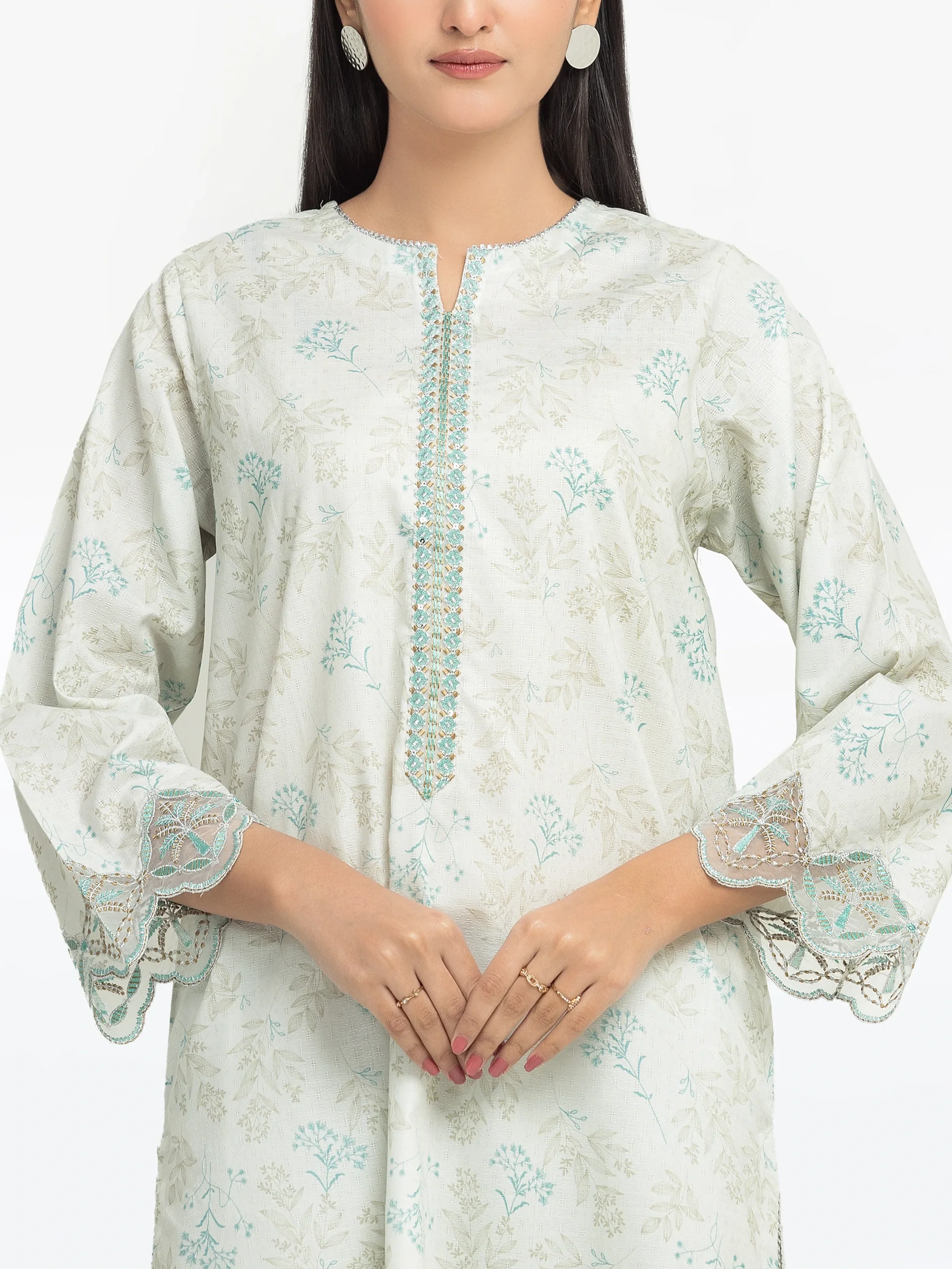 Embroidered Dobby Co-Ord Set - EWTKE24-81350ST - Image 2
