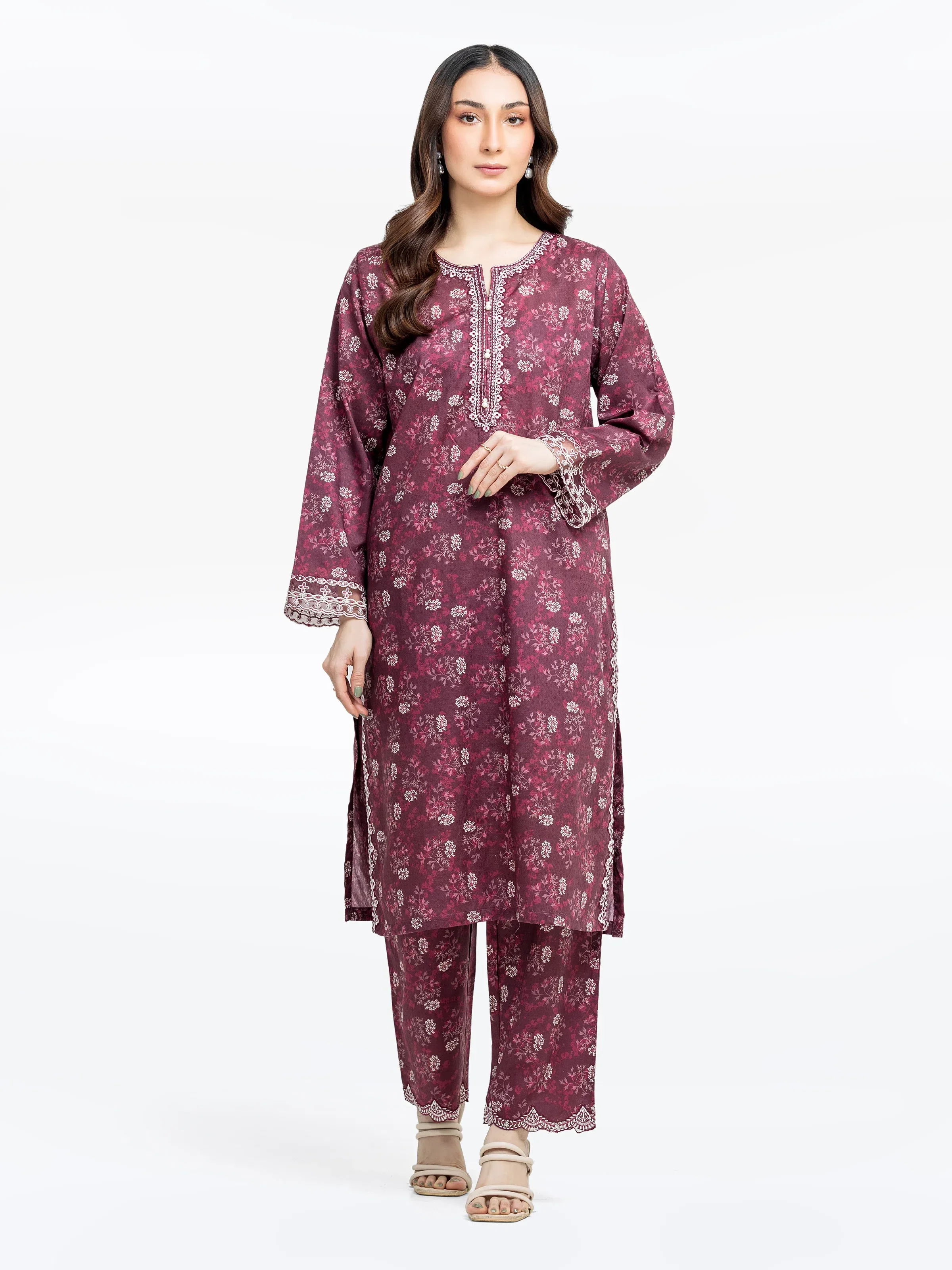 Embroidered Dobby Co-Ord Set - EWTKE24-81352ST