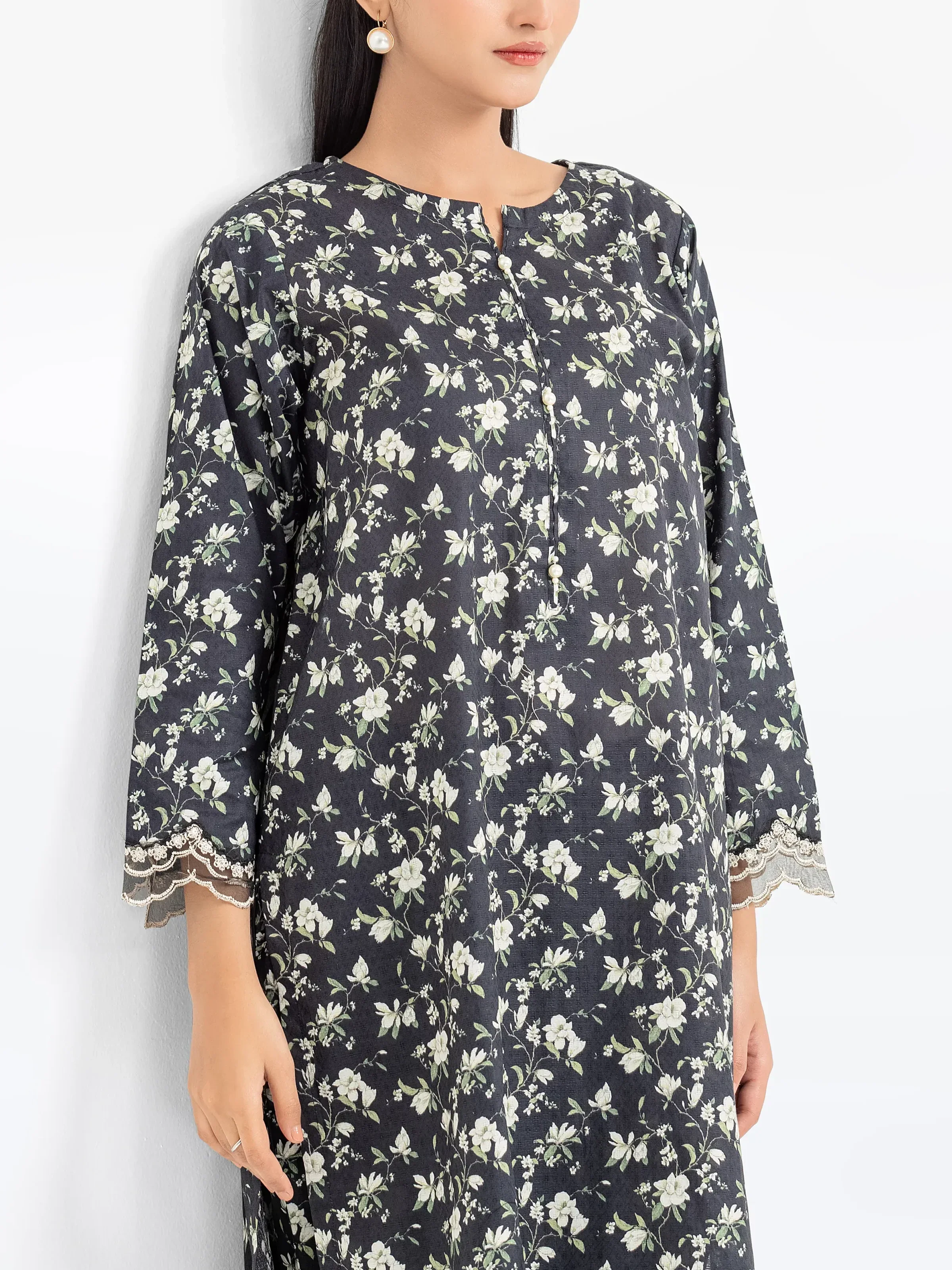 Embroidered Dobby Co-Ord Set - EWTKE24-81353ST - Image 2