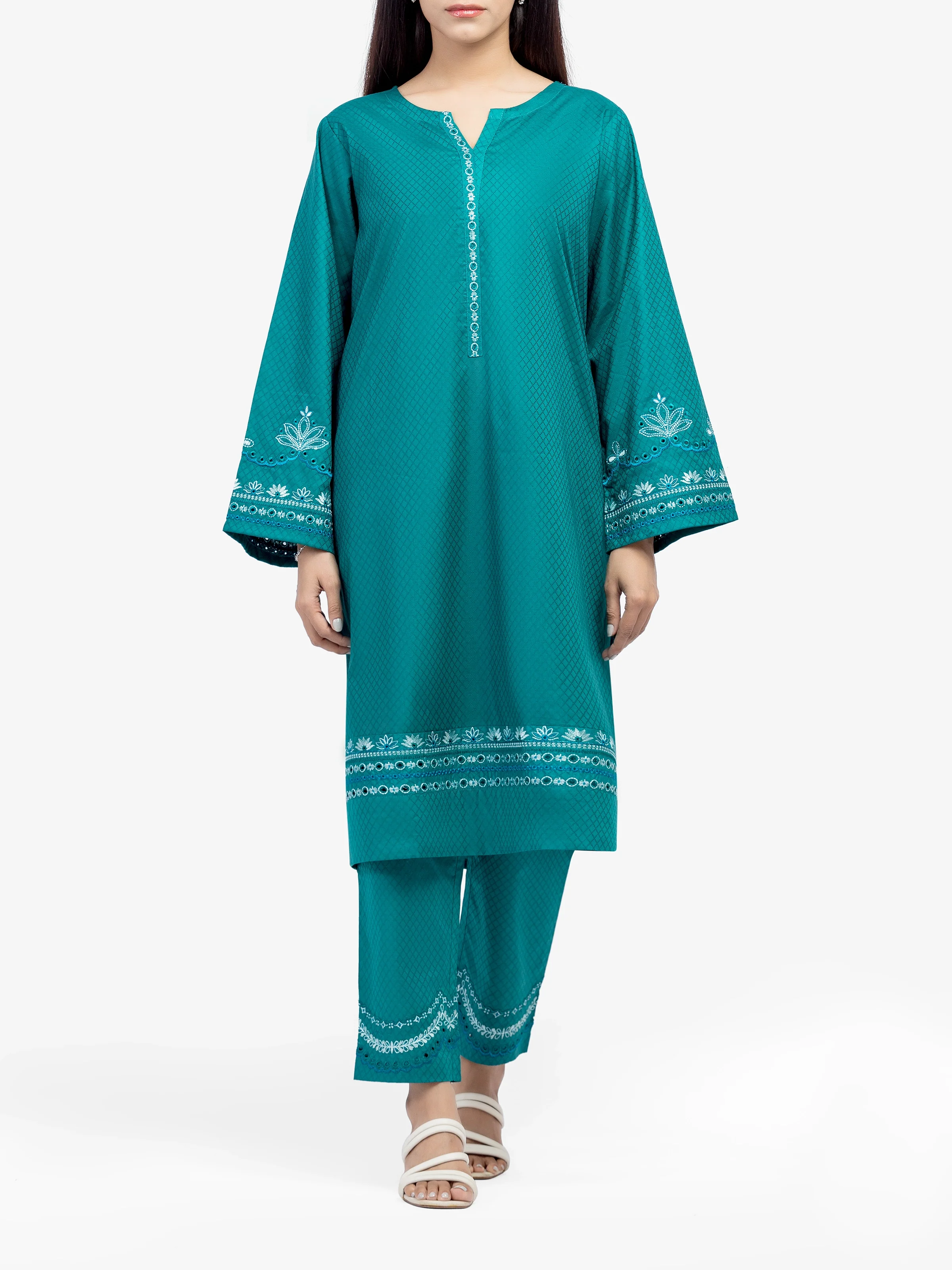 Embroidered Dobby Shirt Trouser - EWTKE24-81447ST