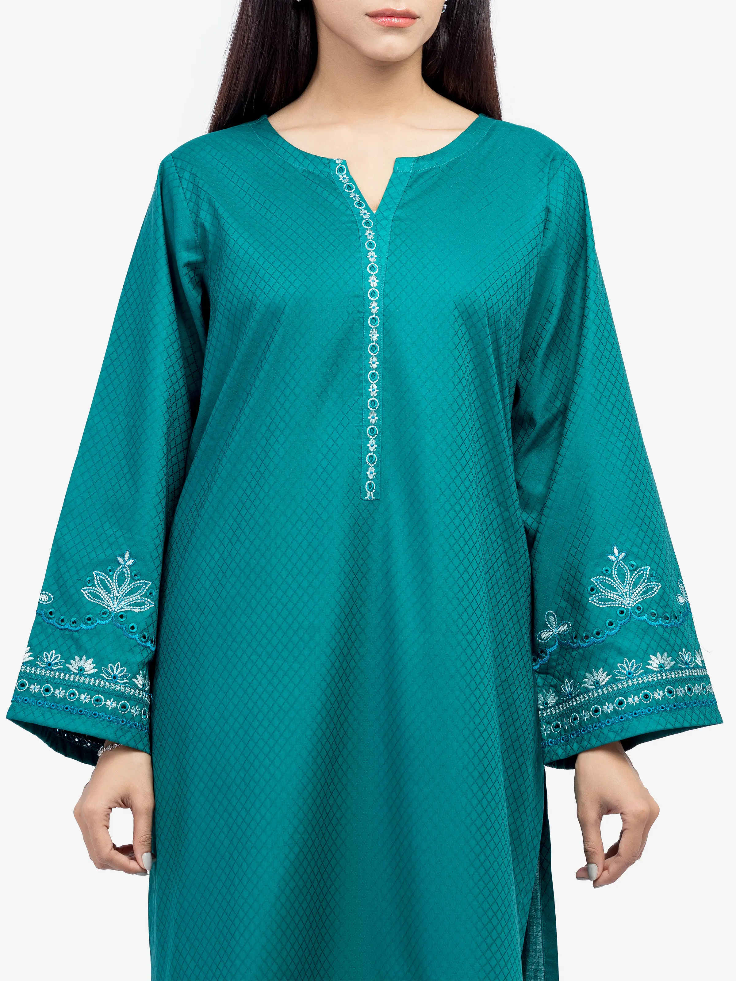 Embroidered Dobby Shirt Trouser - EWTKE24-81447ST - Image 2