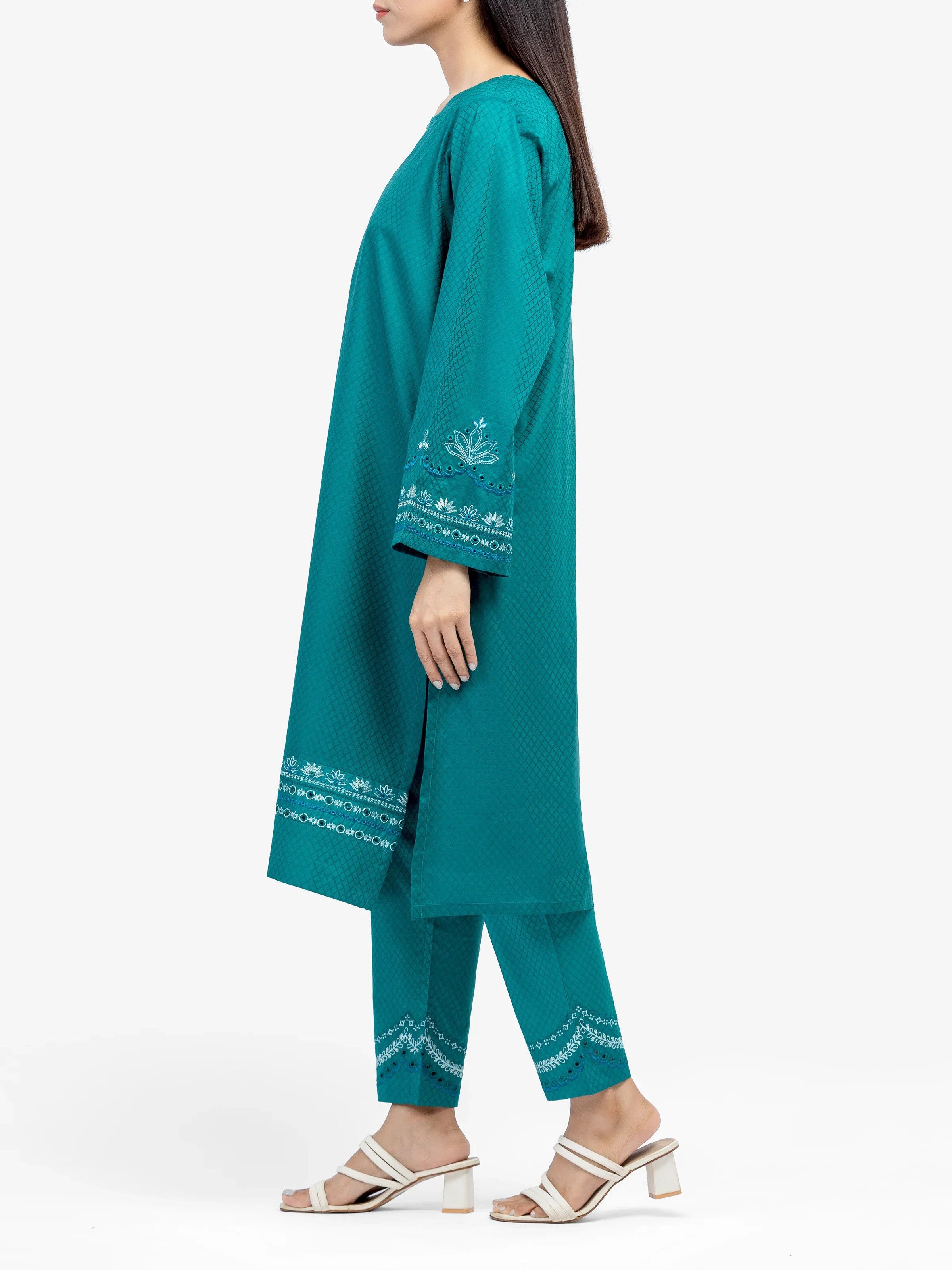 Embroidered Dobby Shirt Trouser - EWTKE24-81447ST - Image 4
