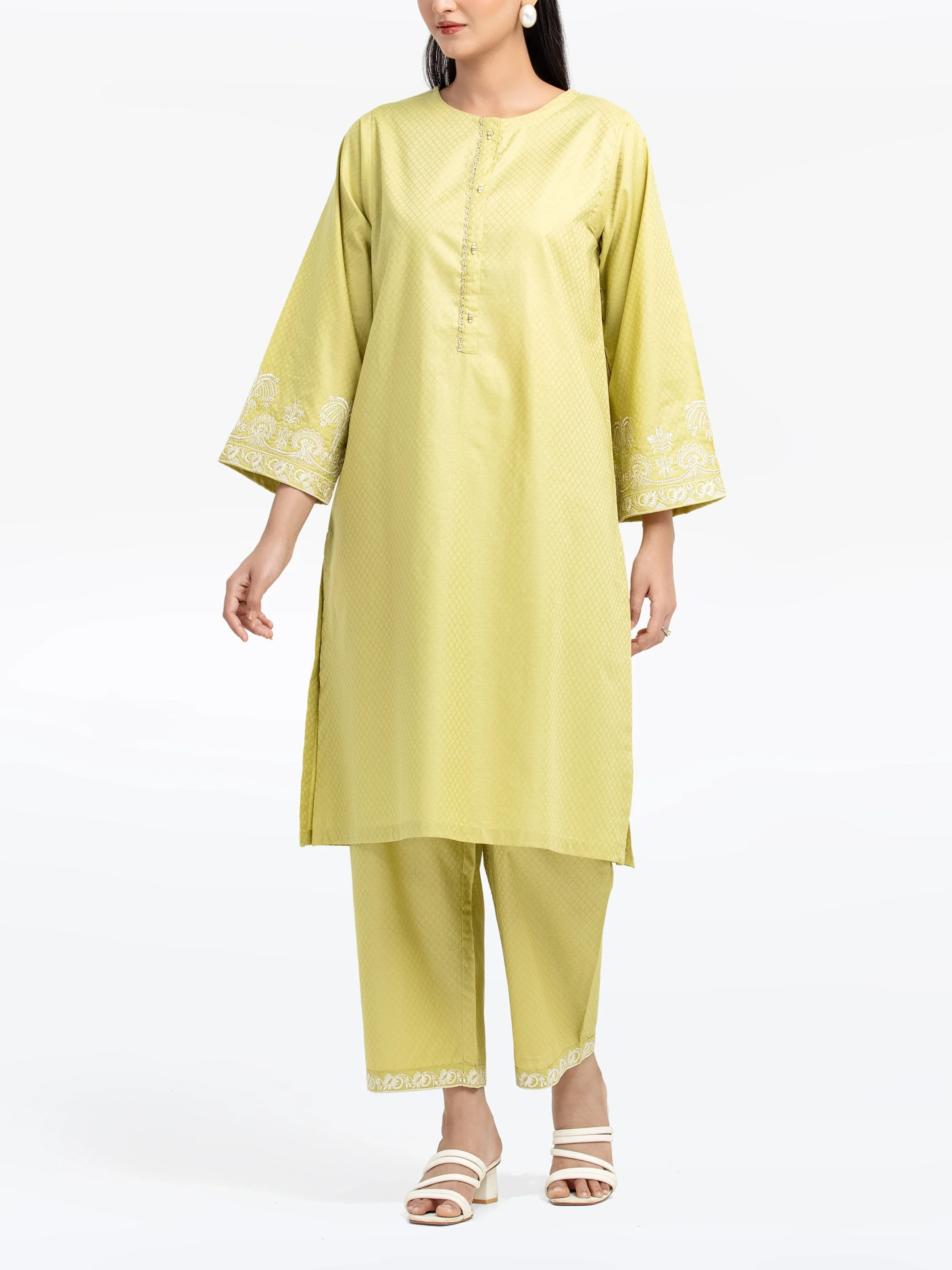 Embroidered Dobby Shirt Trouser - EWTKE24-81448ST