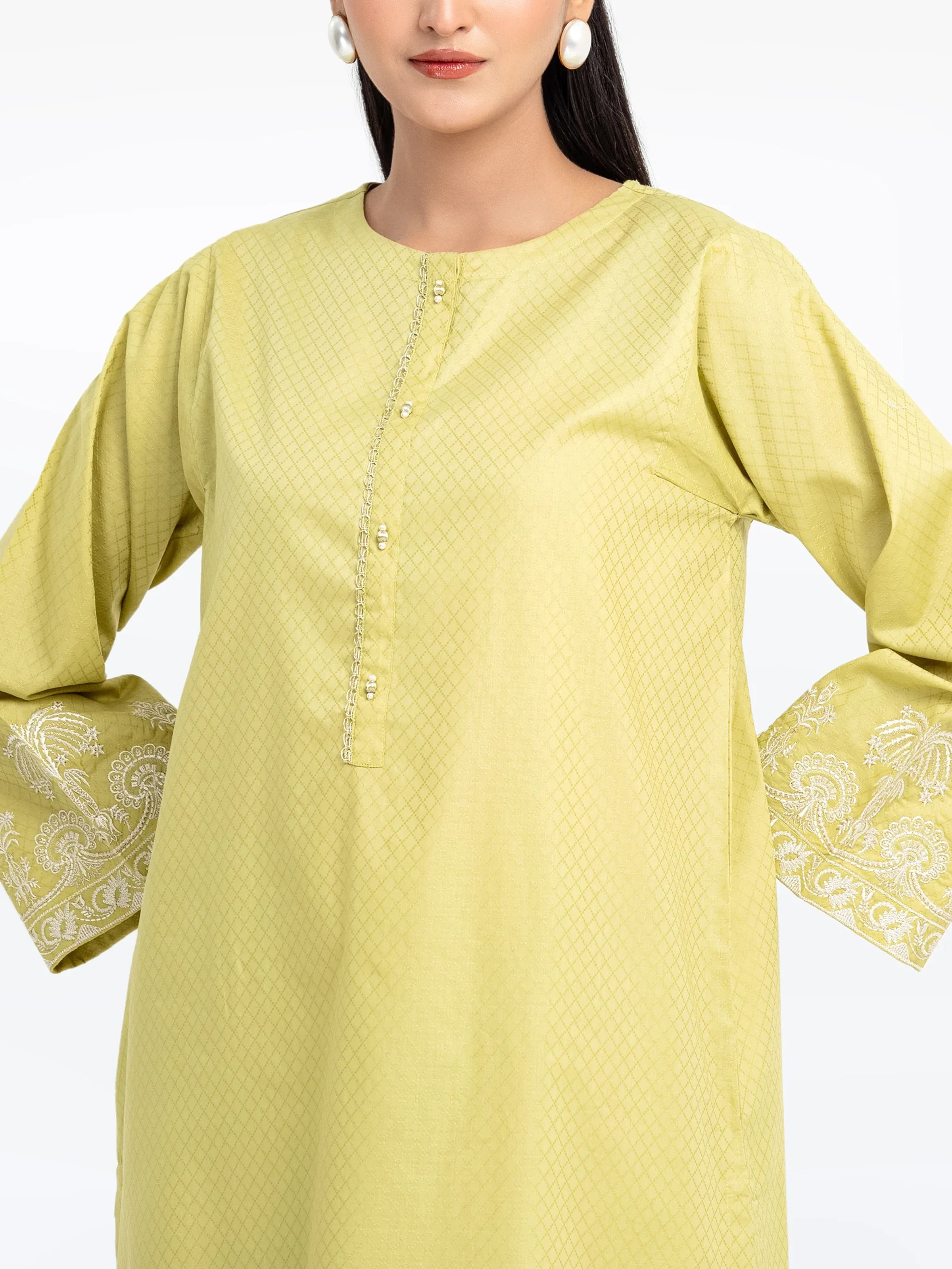 Embroidered Dobby Shirt Trouser - EWTKE24-81448ST - Image 2