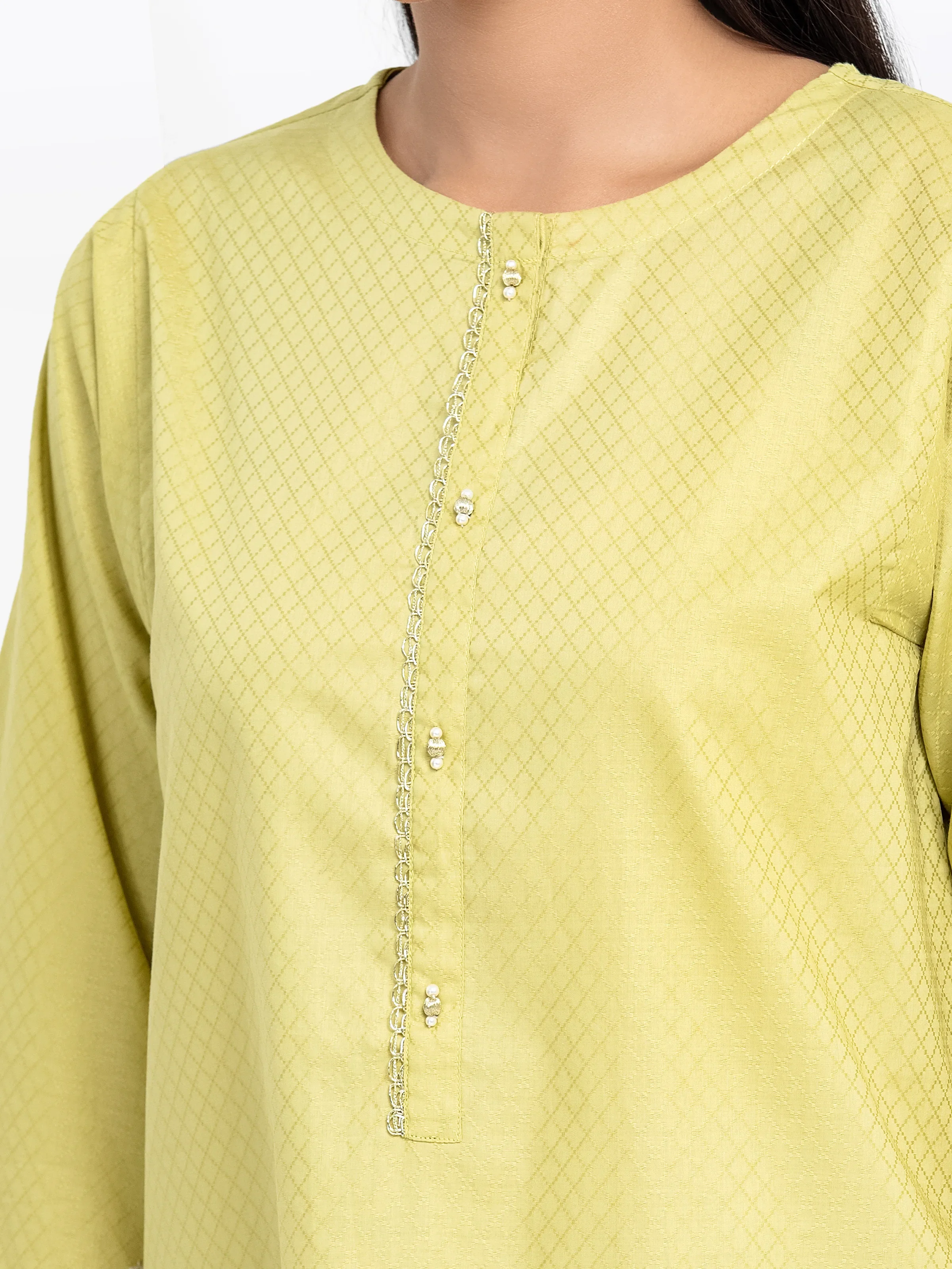 Embroidered Dobby Shirt Trouser - EWTKE24-81448ST - Image 3