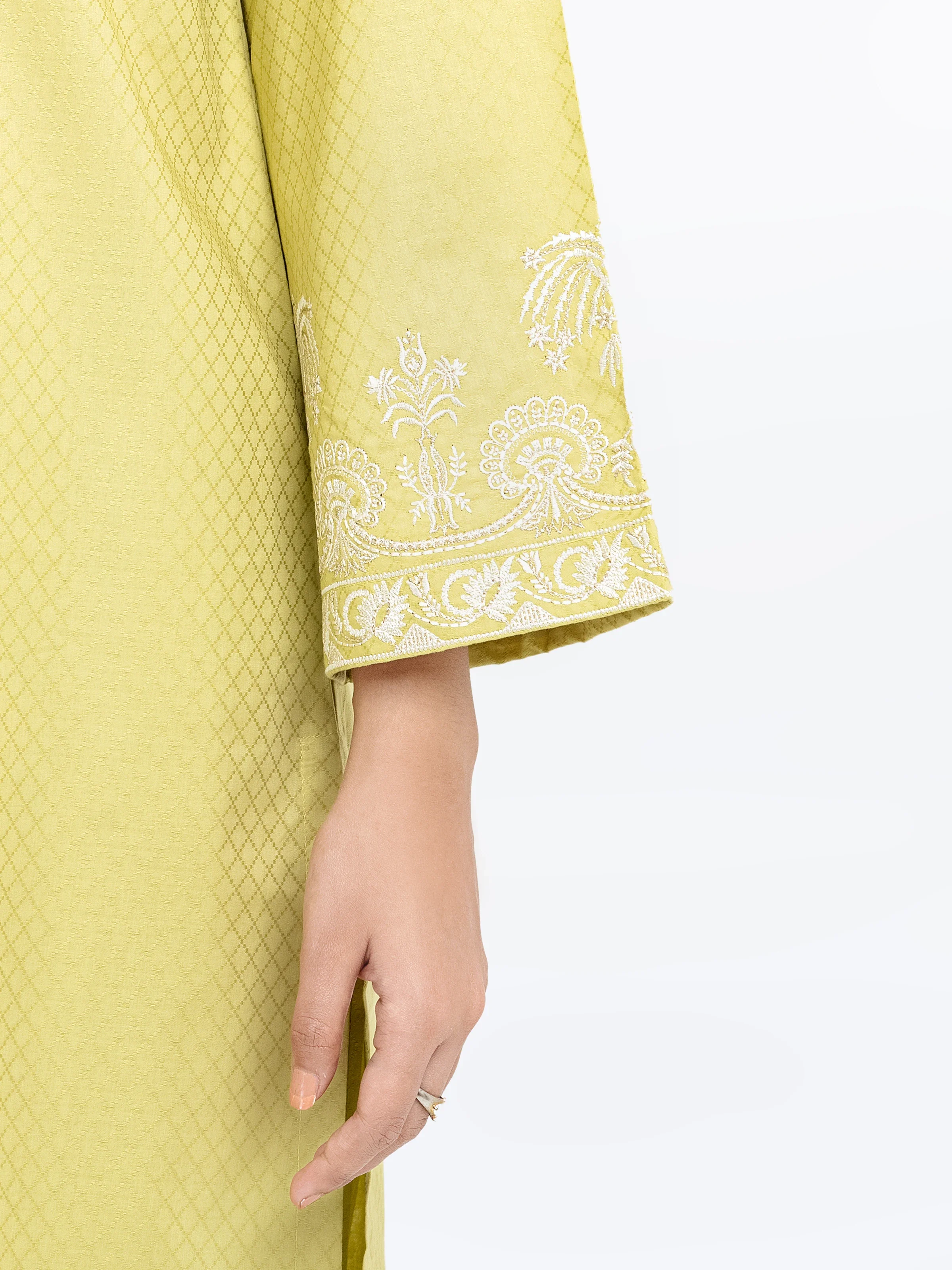 Embroidered Dobby Shirt Trouser - EWTKE24-81448ST - Image 4