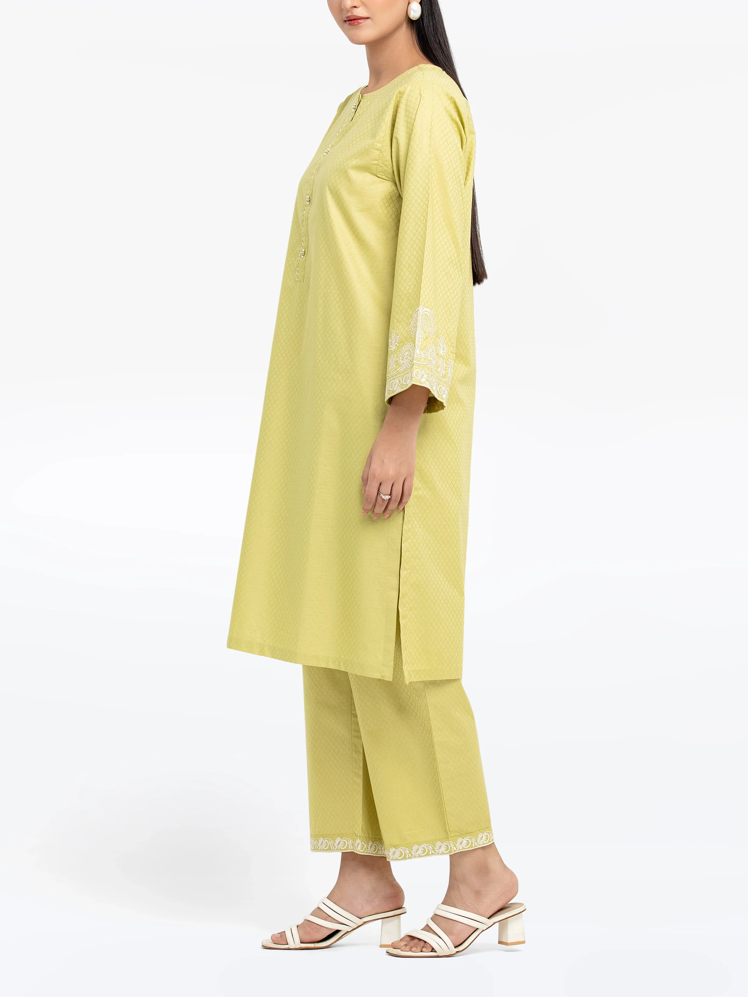 Embroidered Dobby Shirt Trouser - EWTKE24-81448ST - Image 5