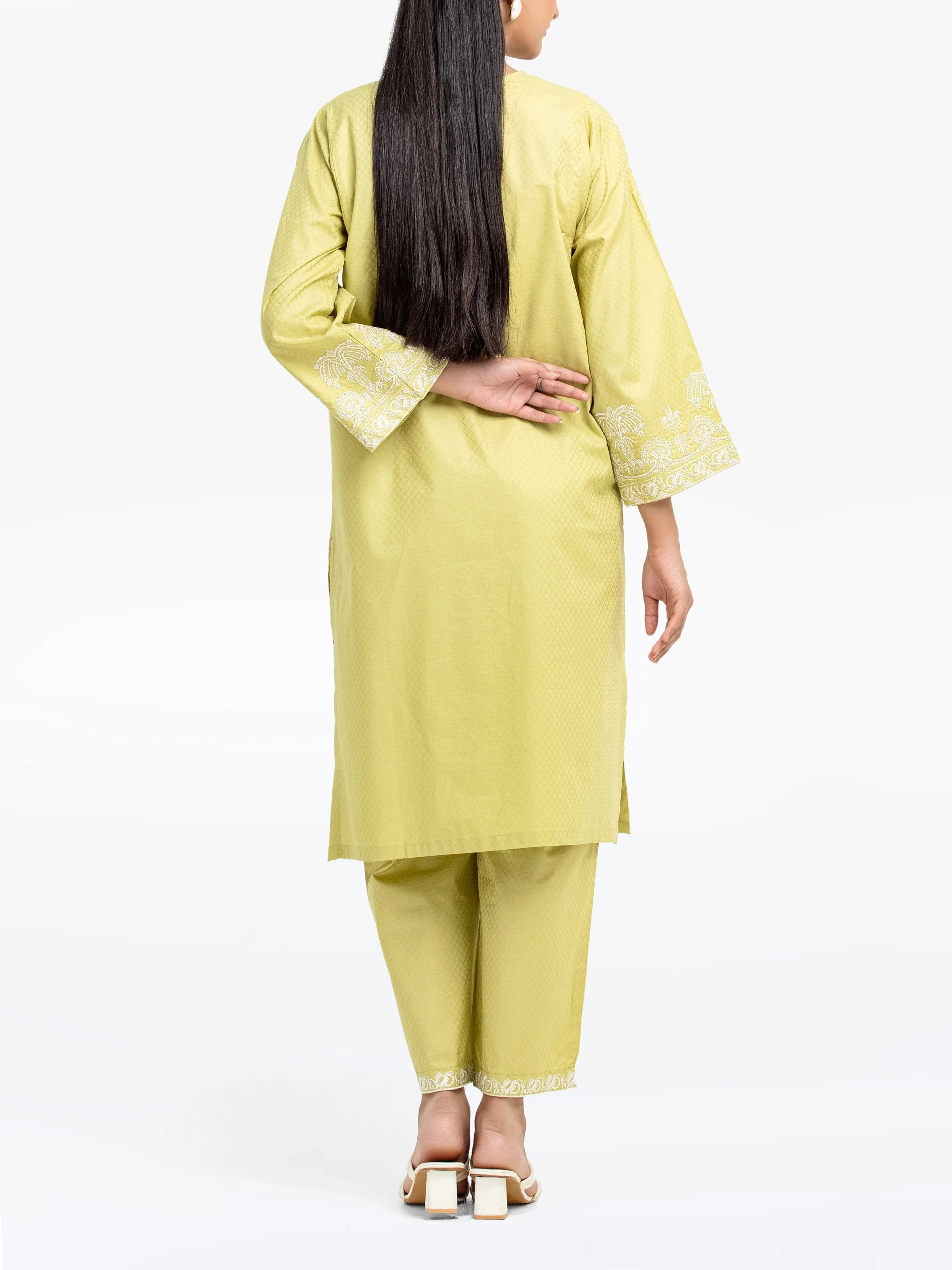 Embroidered Dobby Shirt Trouser - EWTKE24-81448ST - Image 6