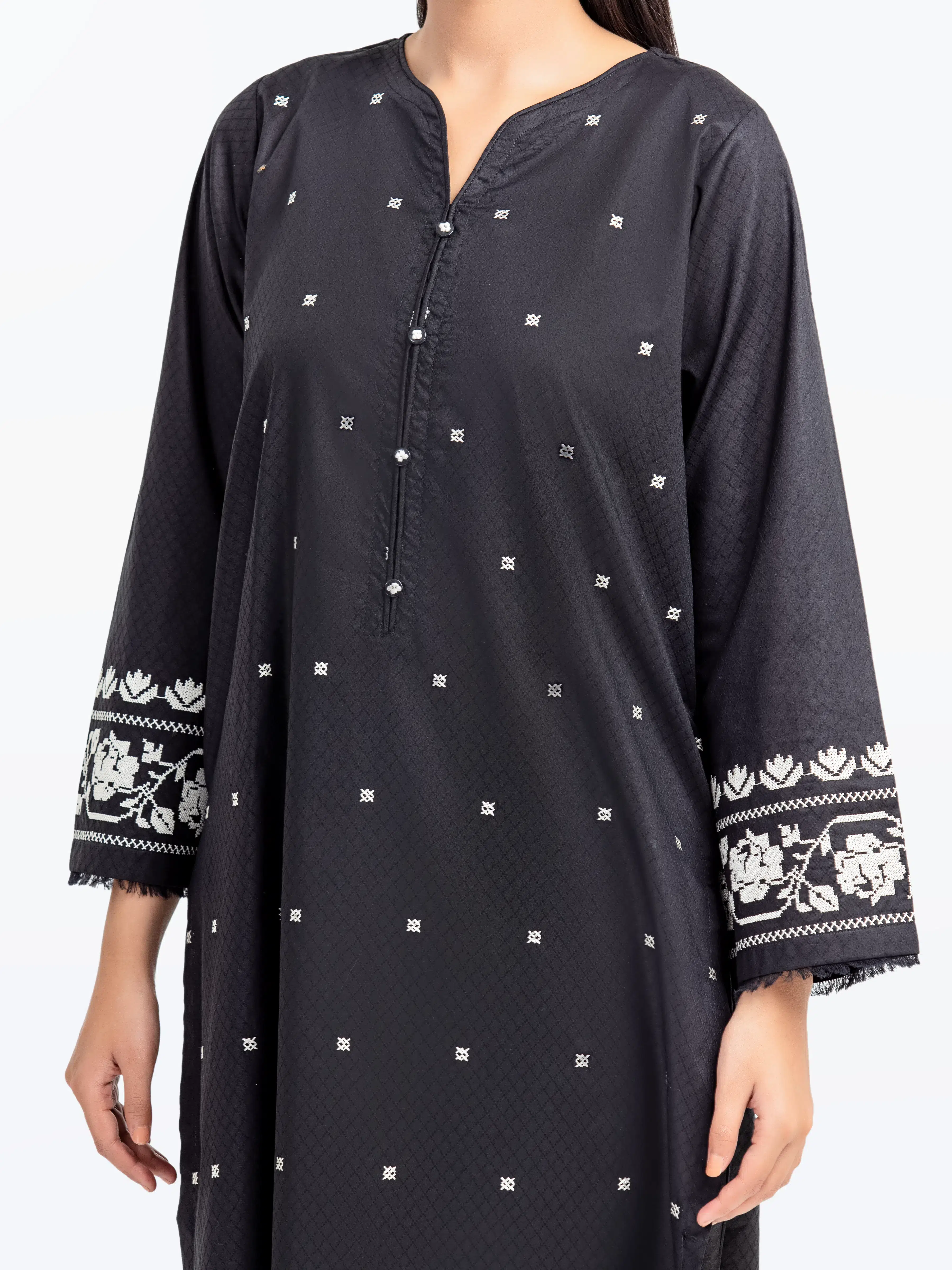 Embroidered Dobby Shirt Trouser - EWTKE24-81449ST - Image 3