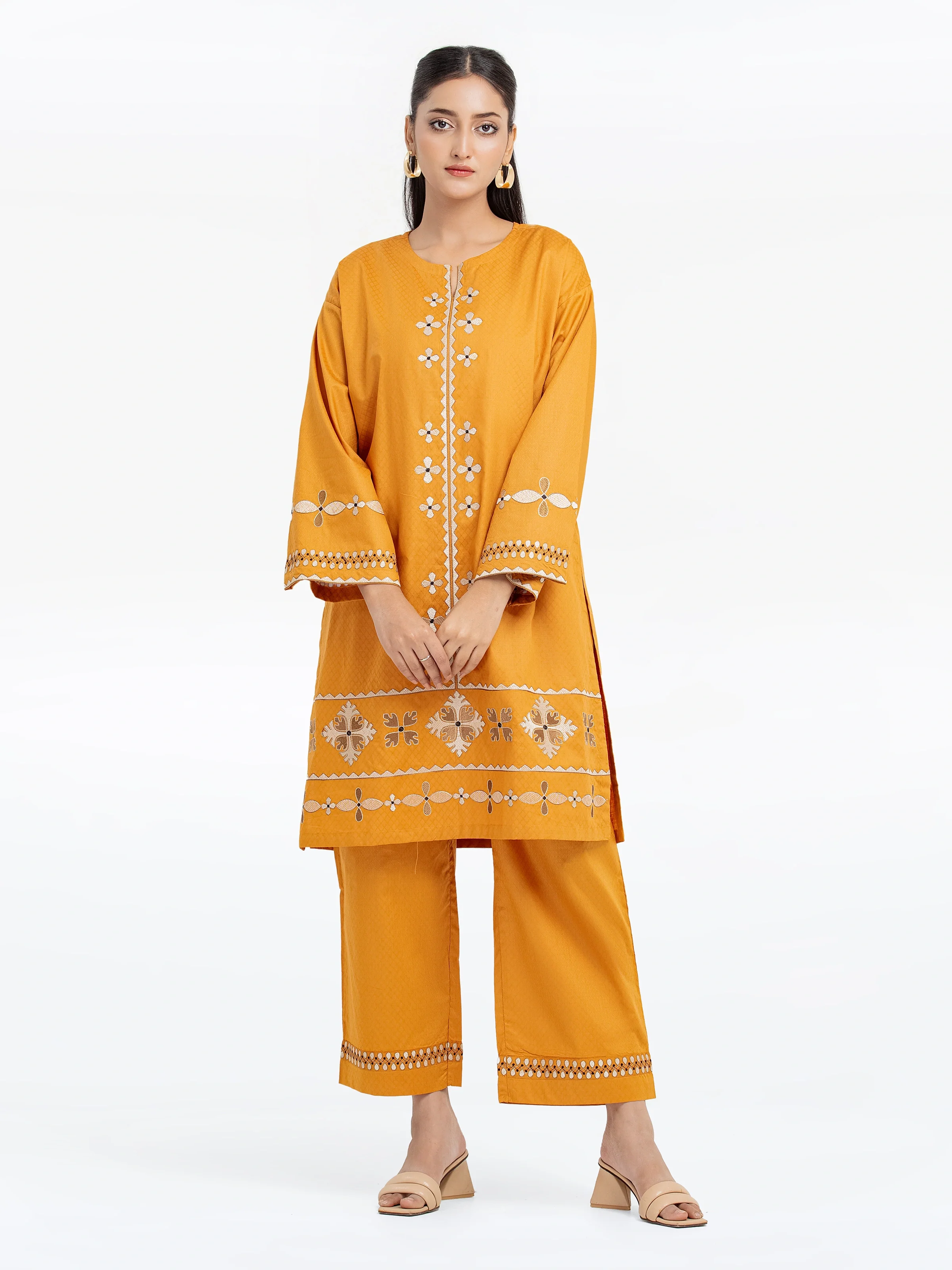 Embroidered Dobby Co-Ord Set - EWTKE24-81450ST