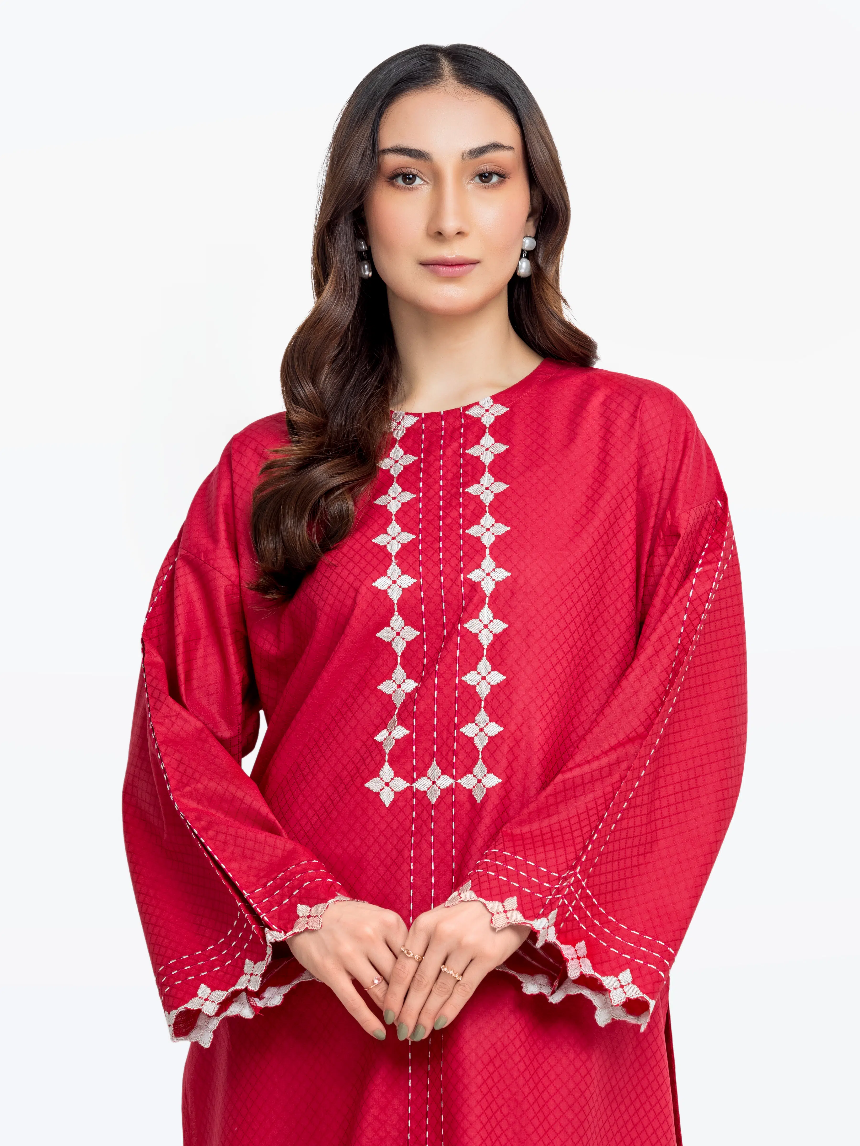 Embroidered Dobby Shirt Trouser - EWTKE24-81451ST