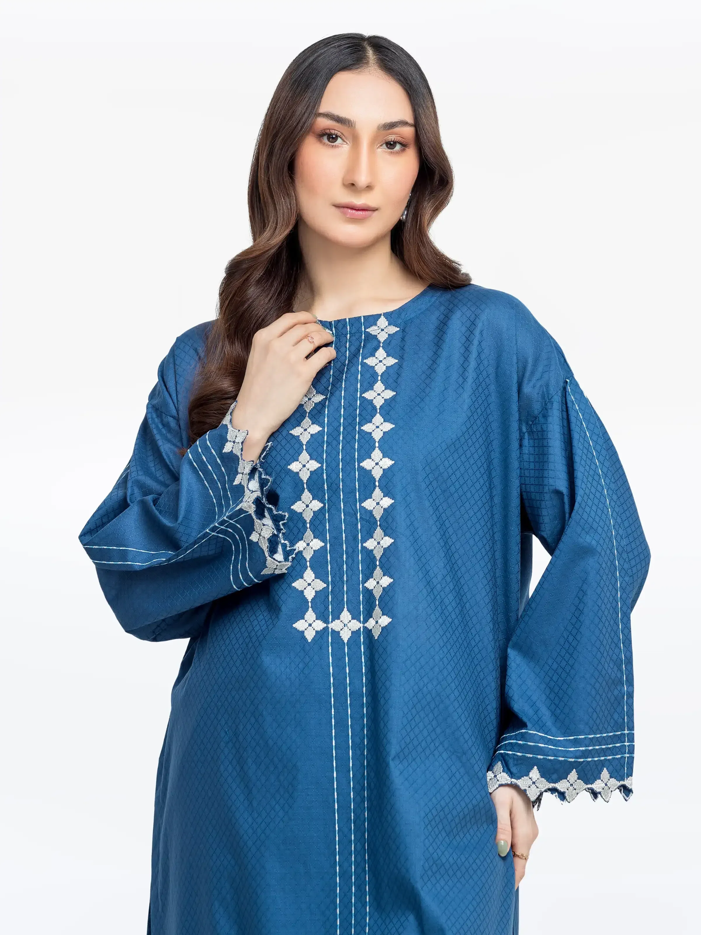 Embroidered Dobby Shirt Trouser - EWTKE24-81454ST