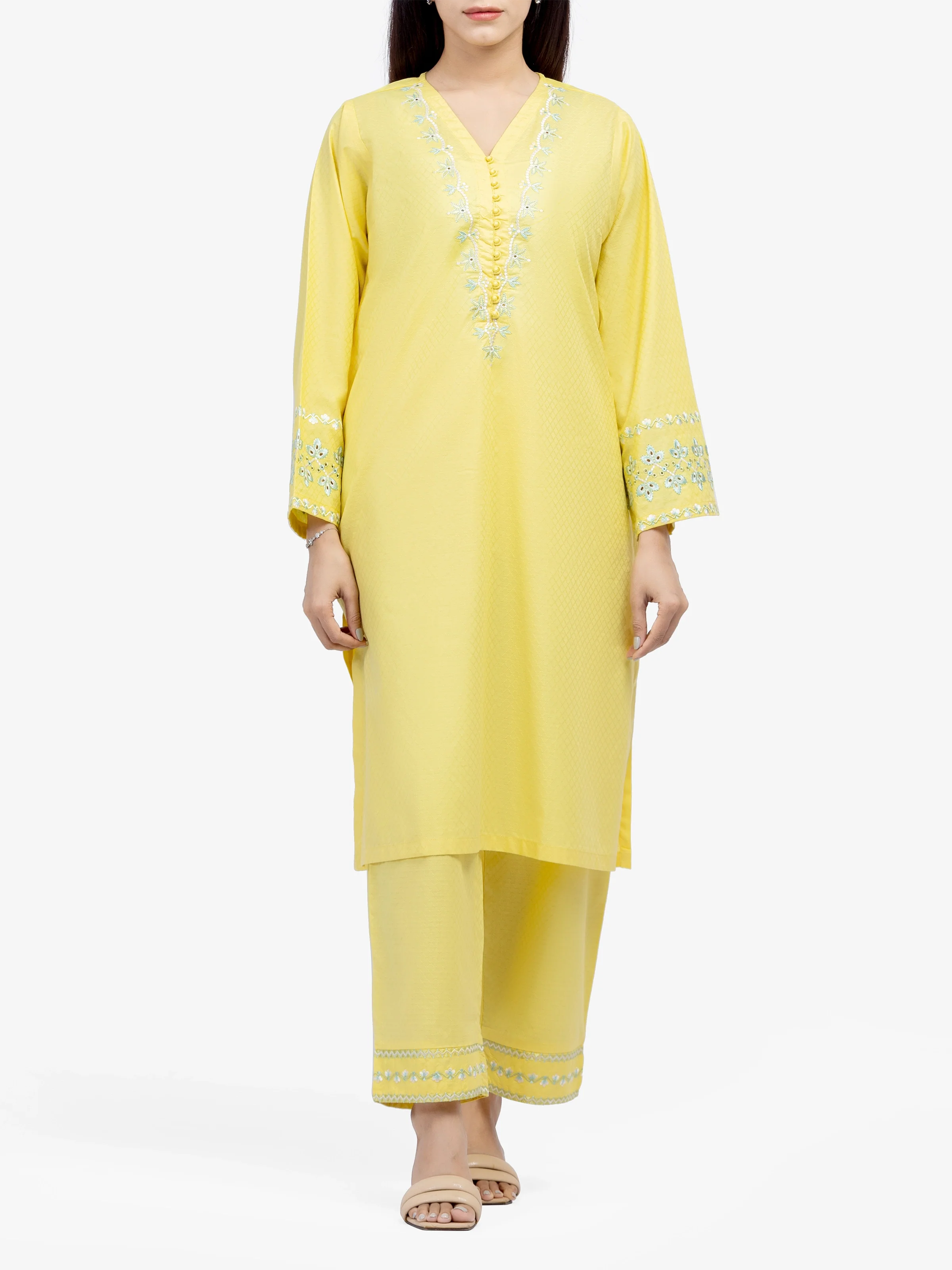 Embroidered Dobby Shirt Trouser - EWTKE24-81455ST