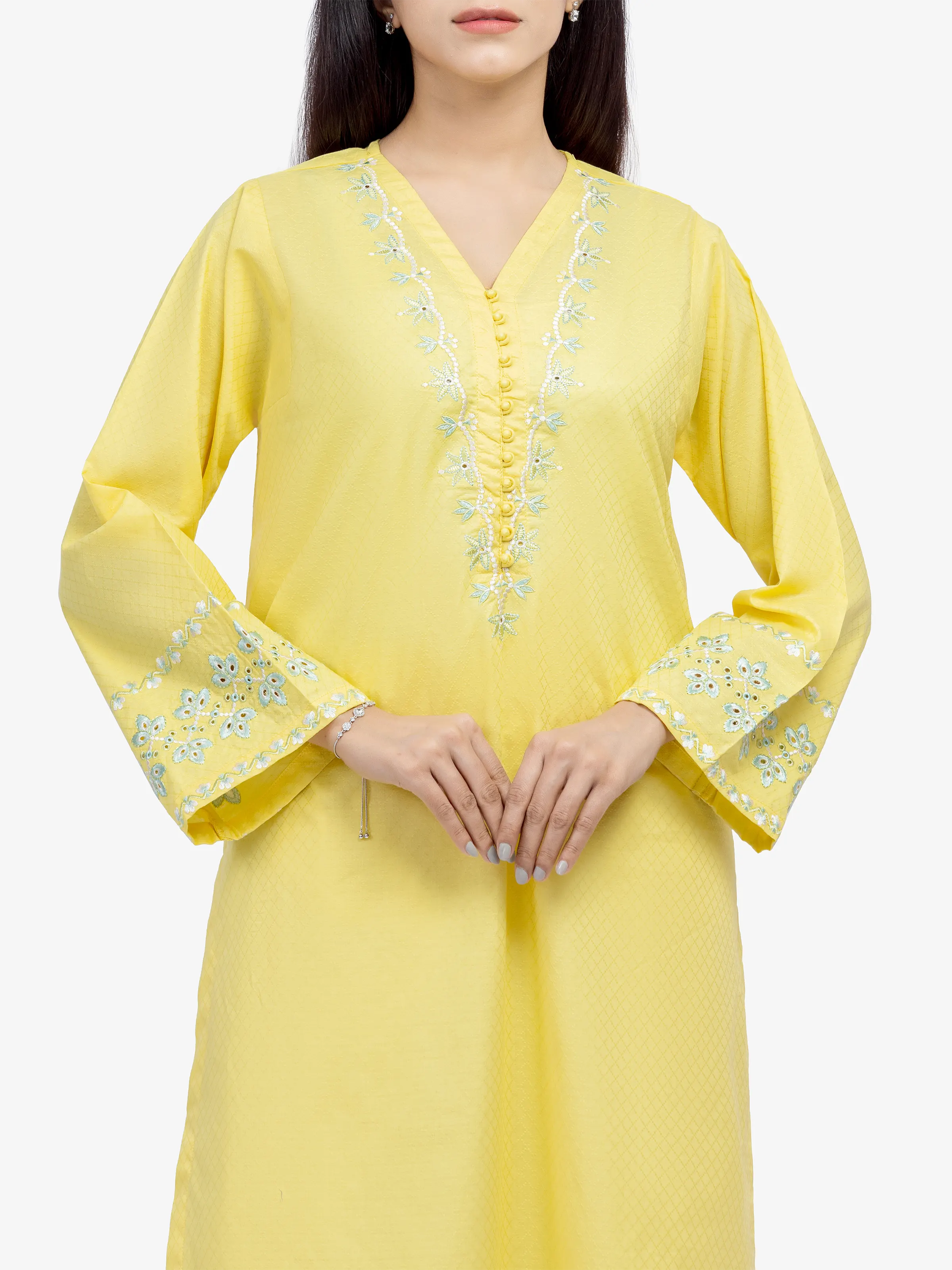 Embroidered Dobby Shirt Trouser - EWTKE24-81455ST - Image 2