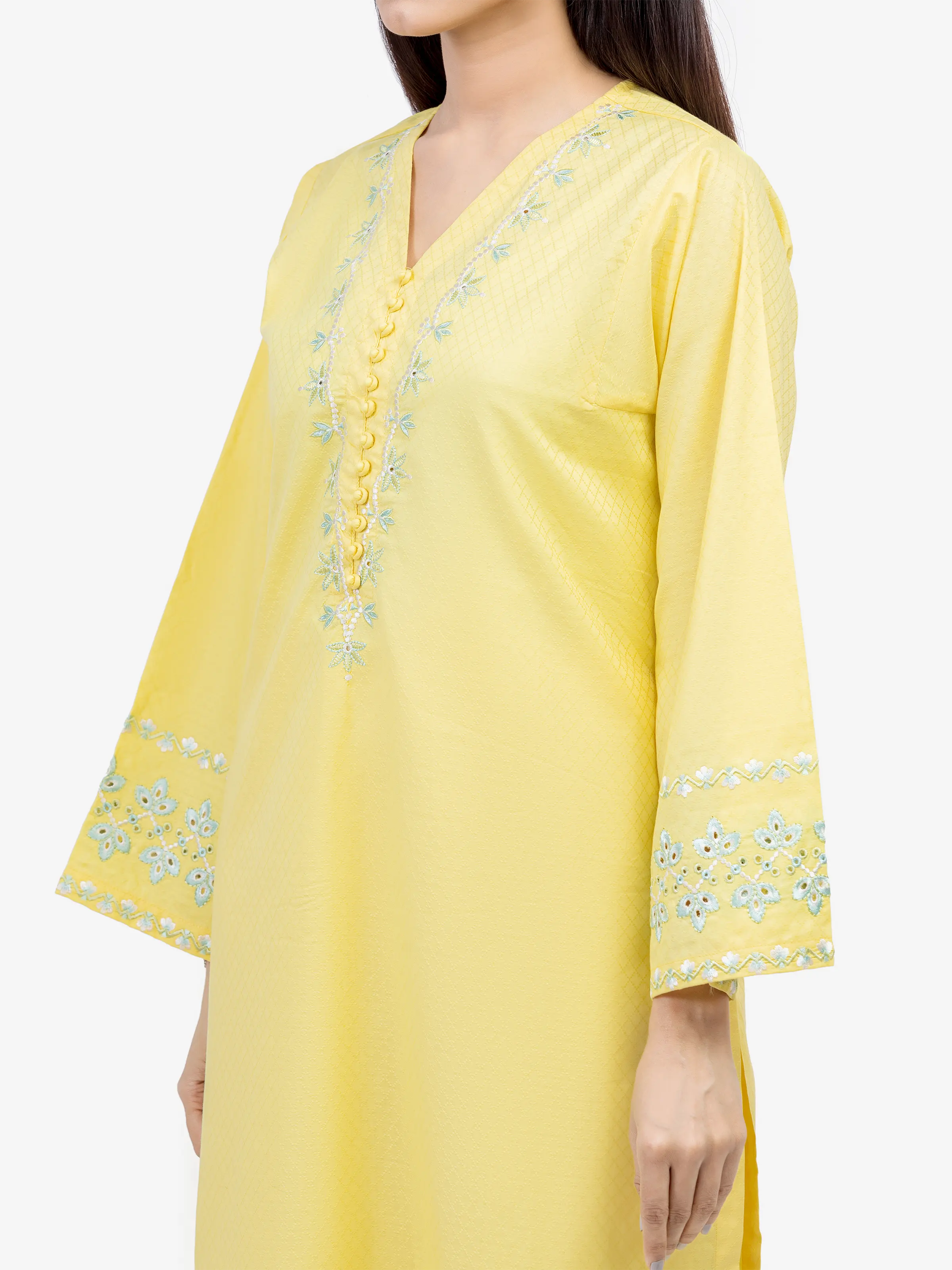 Embroidered Dobby Shirt Trouser - EWTKE24-81455ST - Image 3