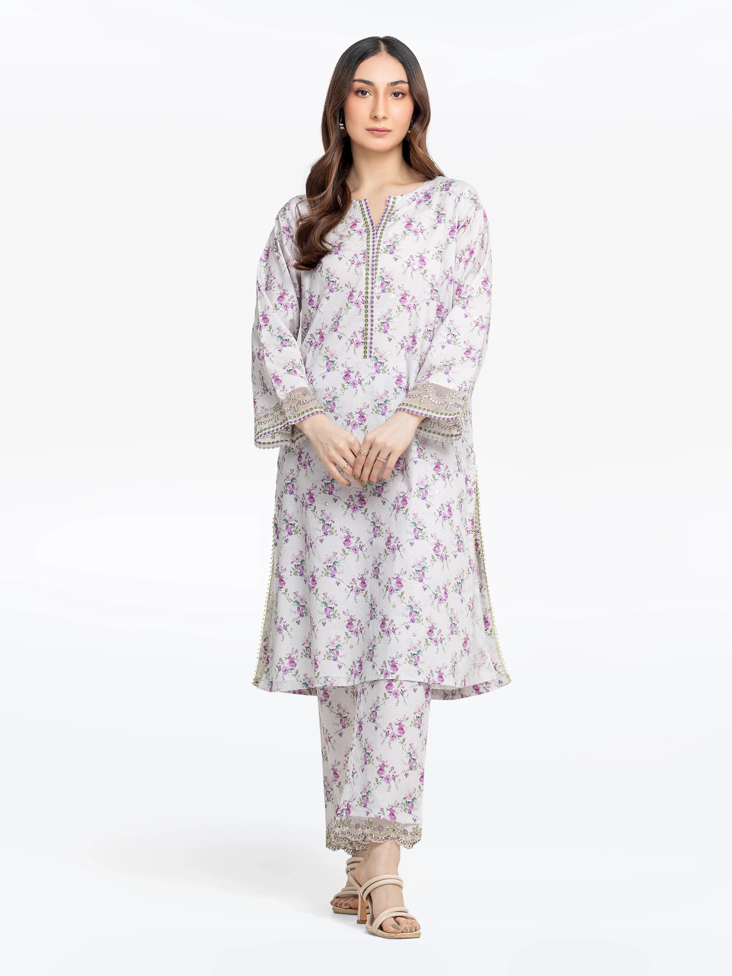 Embroidered Dobby Co-Ord Set - EWTKE24-81461ST - Image 2