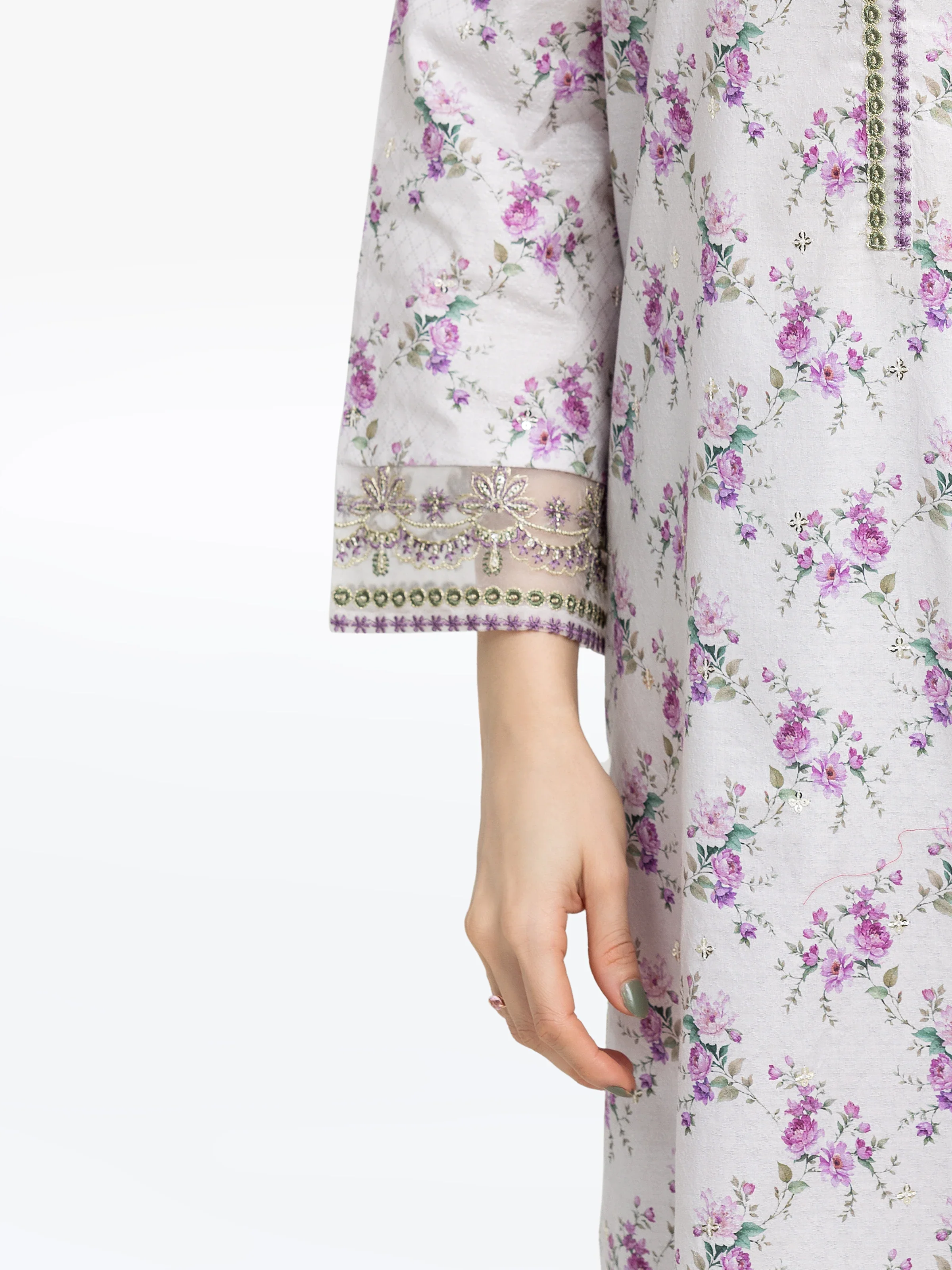 Embroidered Dobby Co-Ord Set - EWTKE24-81461ST - Image 4