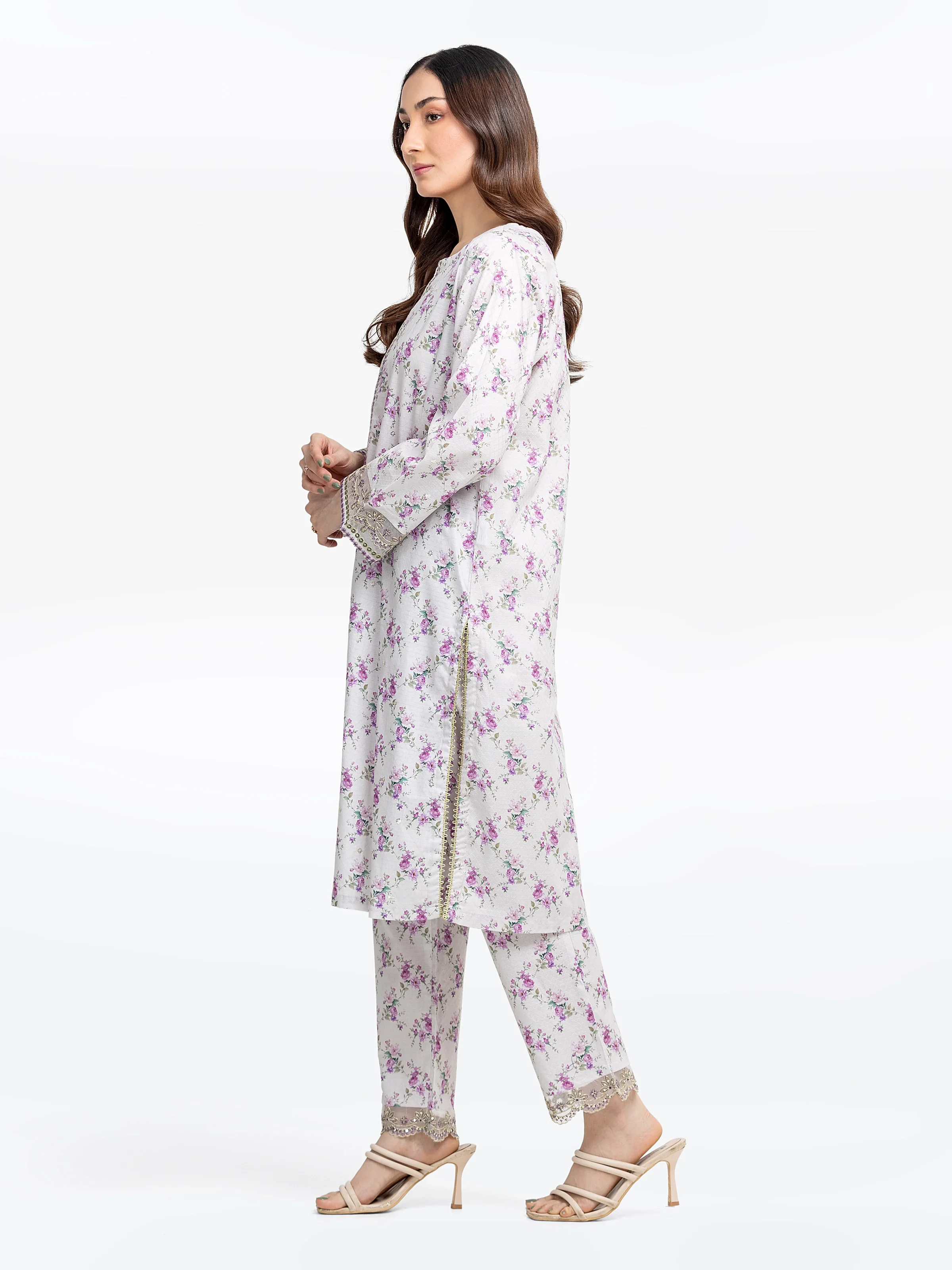 Embroidered Dobby Co-Ord Set - EWTKE24-81461ST - Image 5