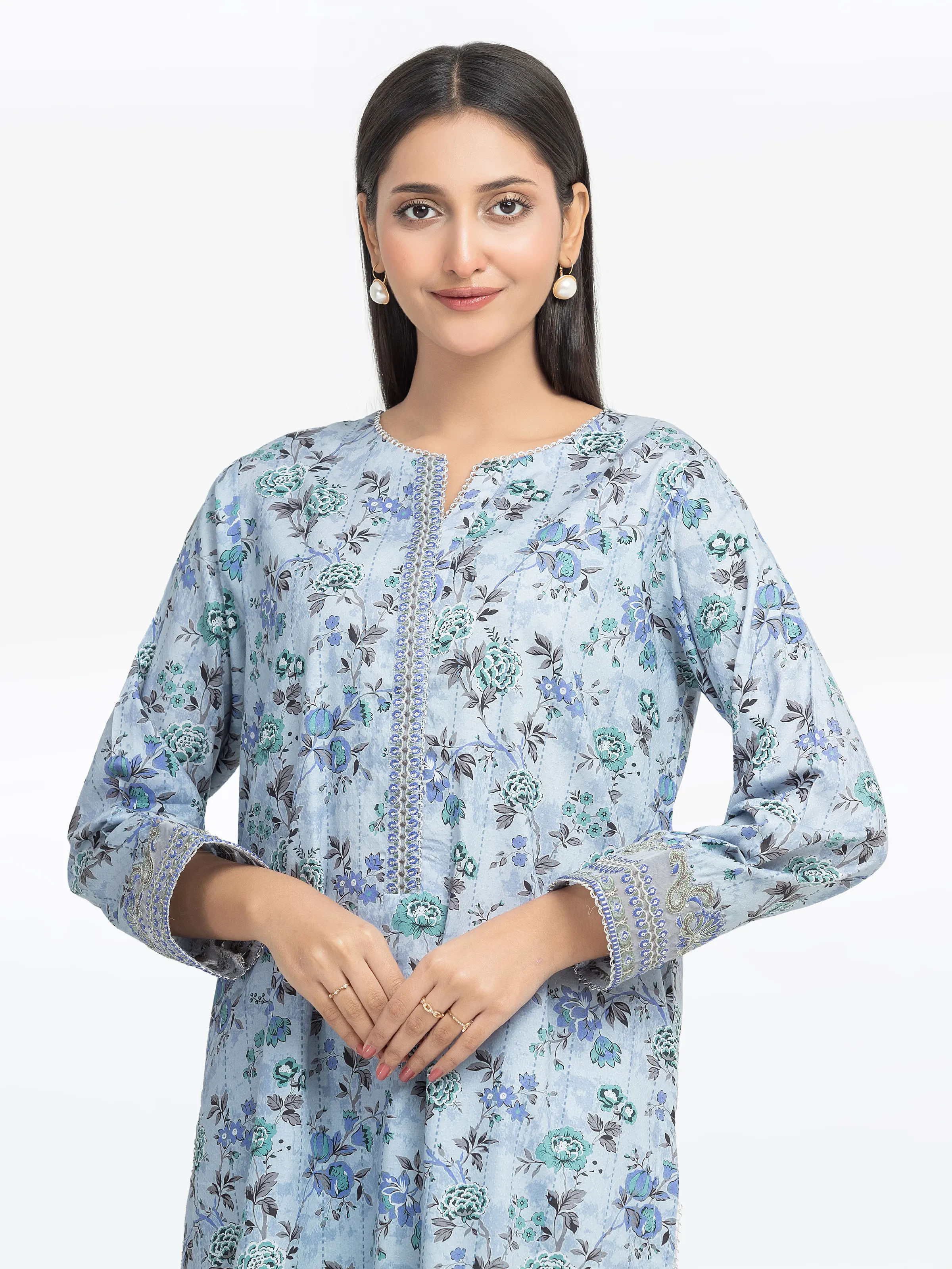 Embroidered Dobby Co-Ord Set - EWTKE24-81462ST - Image 2