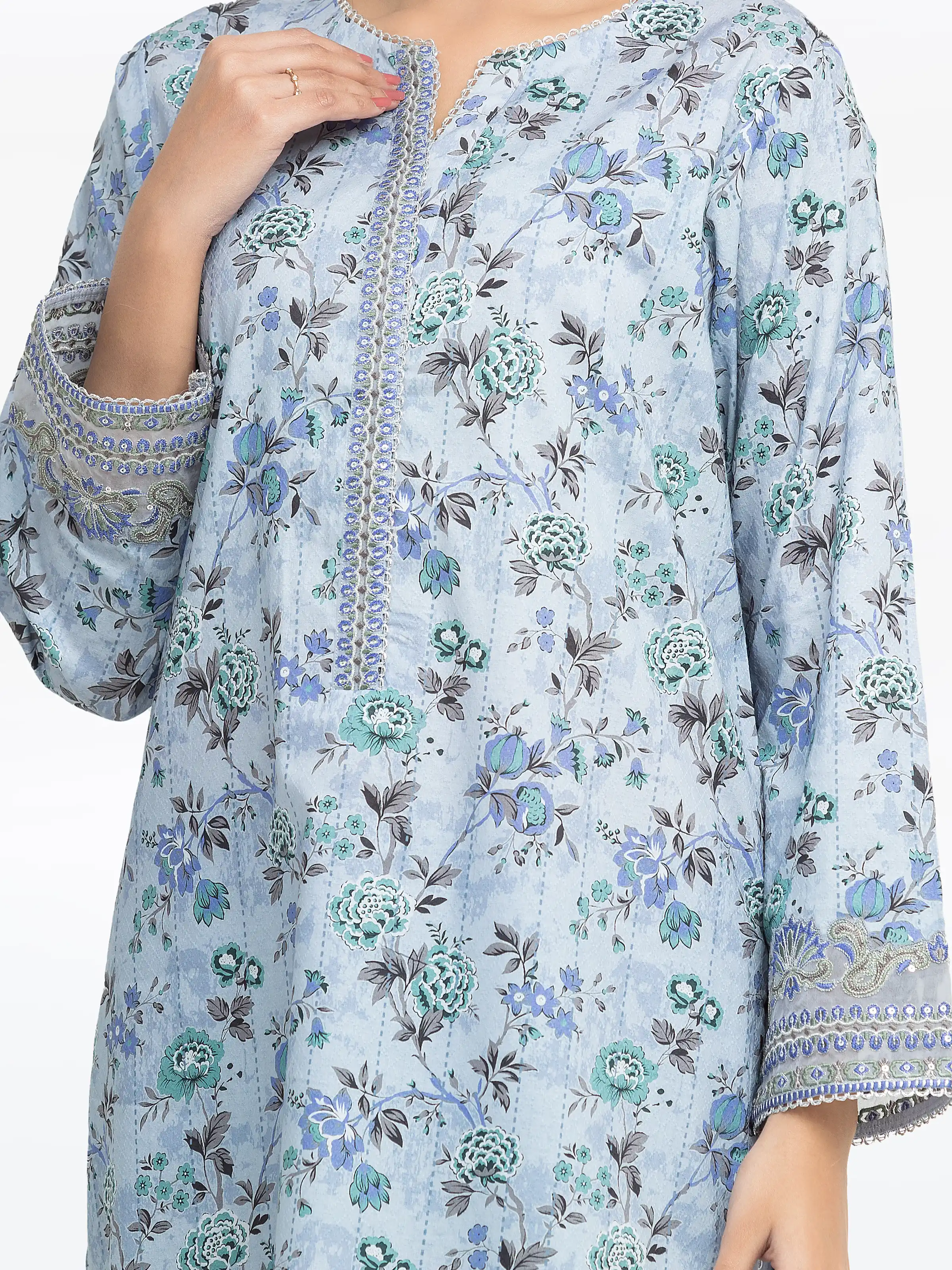 Embroidered Dobby Co-Ord Set - EWTKE24-81462ST - Image 3