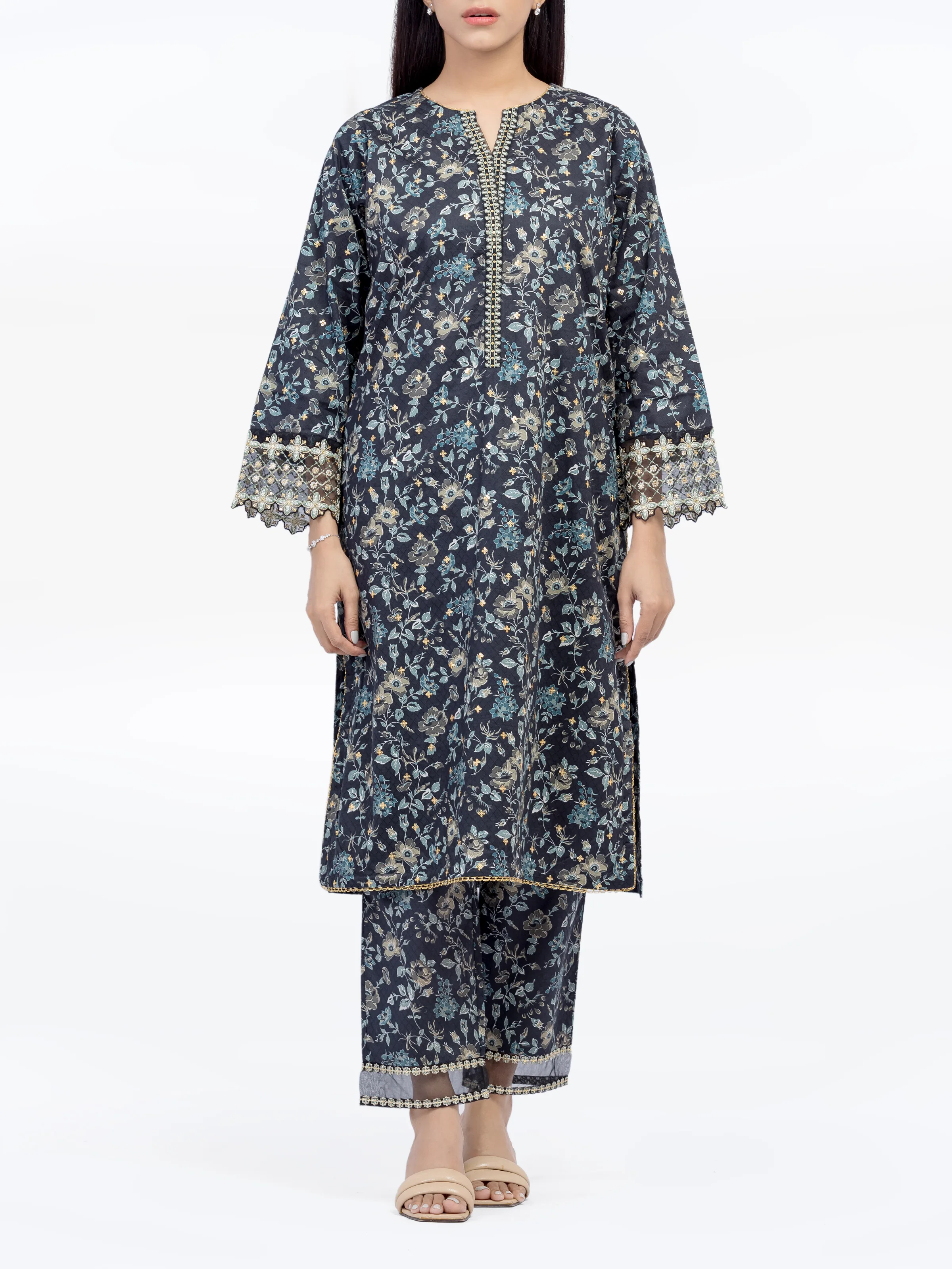 Embroidered Dobby Co-Ord Set - EWTKE24-81464ST
