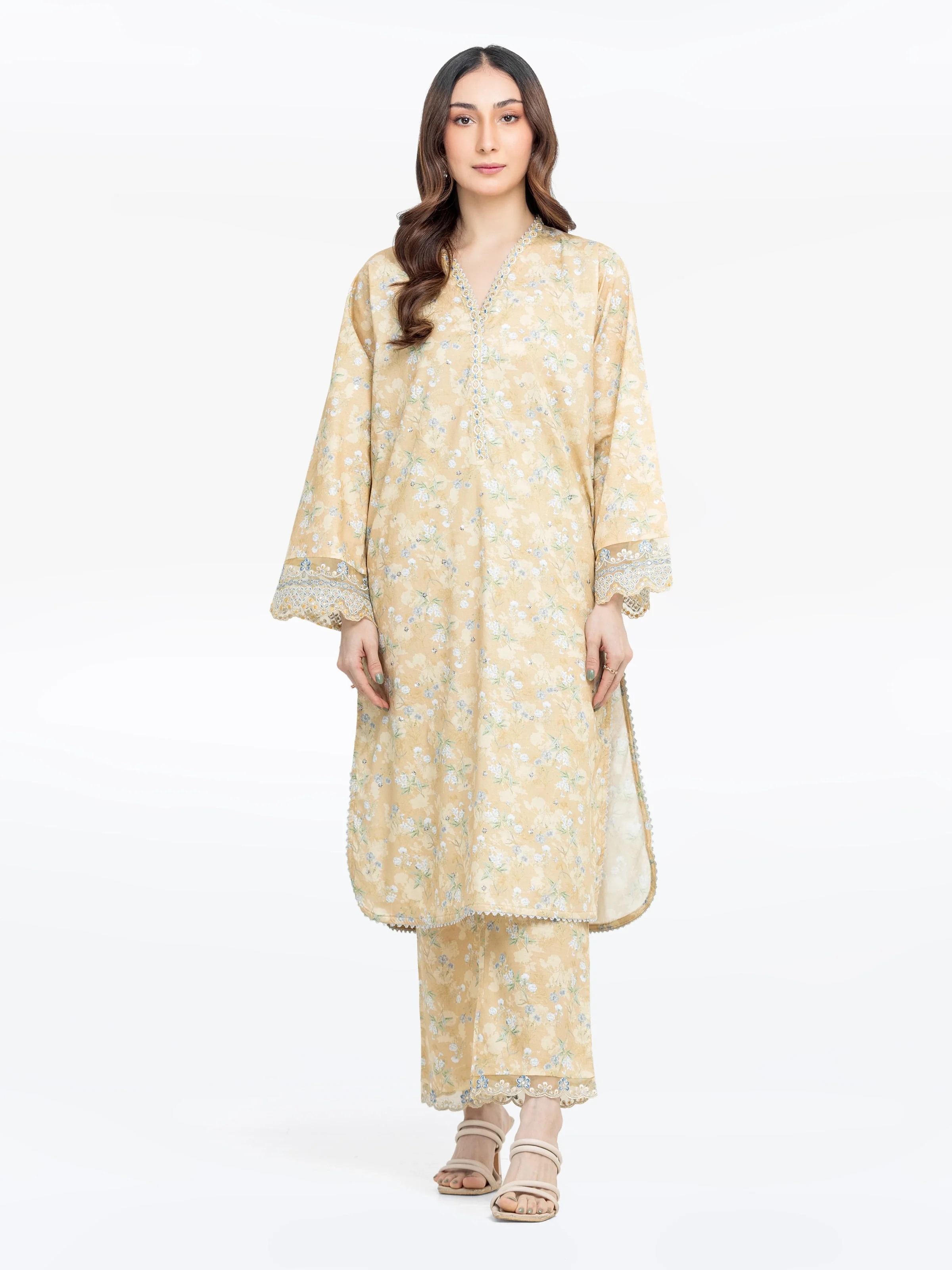 Embroidered Dobby Co-Ord Set - EWTKE5-81460ST