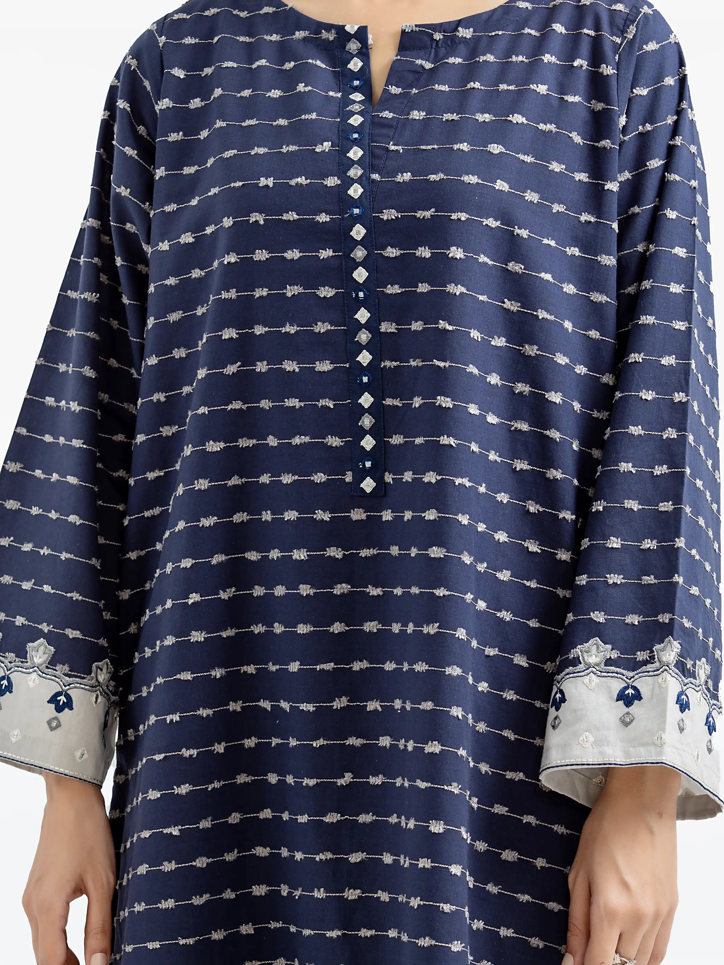 Embroidered Jacquard Shirt Trouser - EWTKE24-69711ST - Image 3