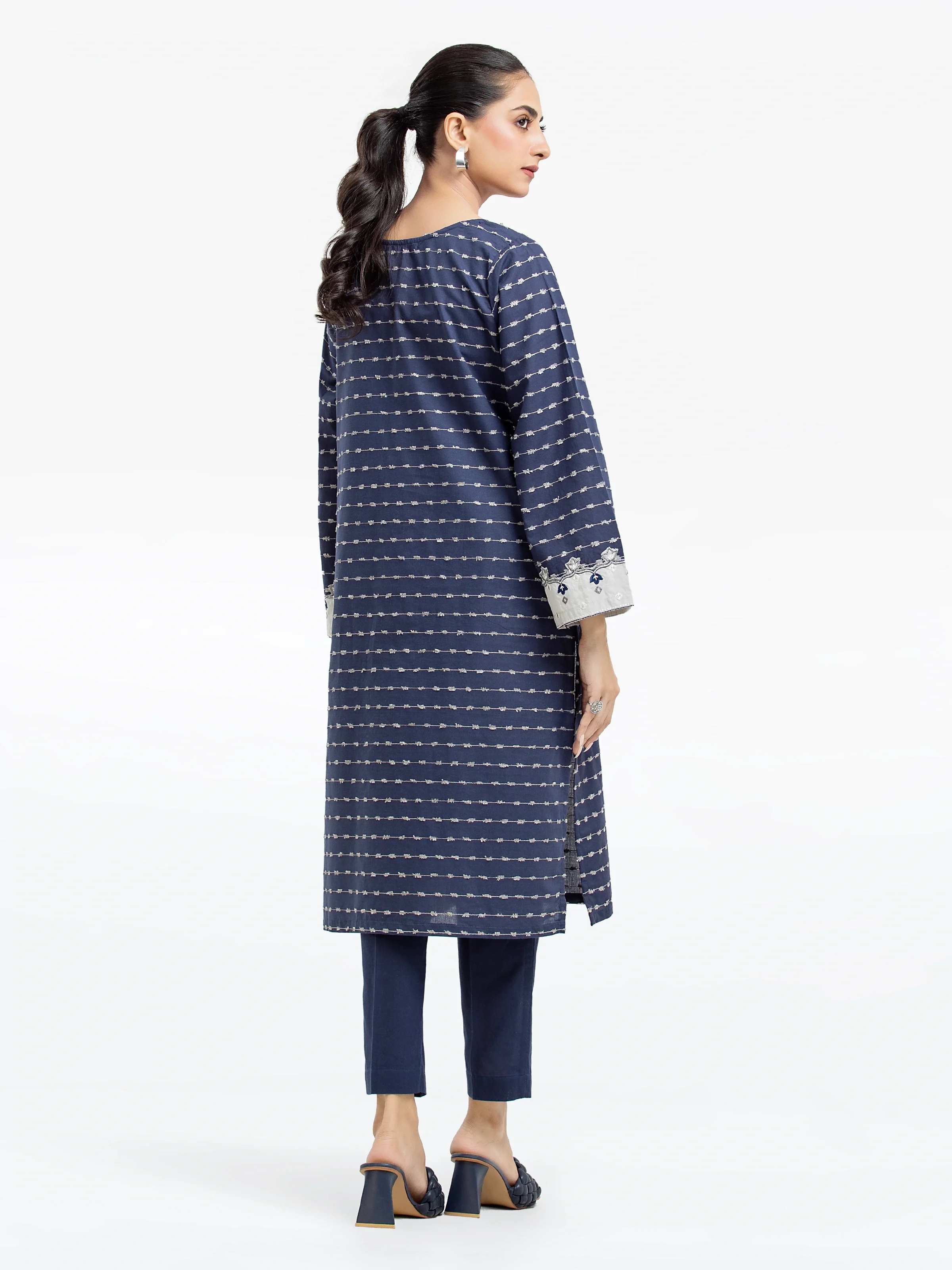 Embroidered Jacquard Shirt Trouser - EWTKE24-69711ST - Image 5