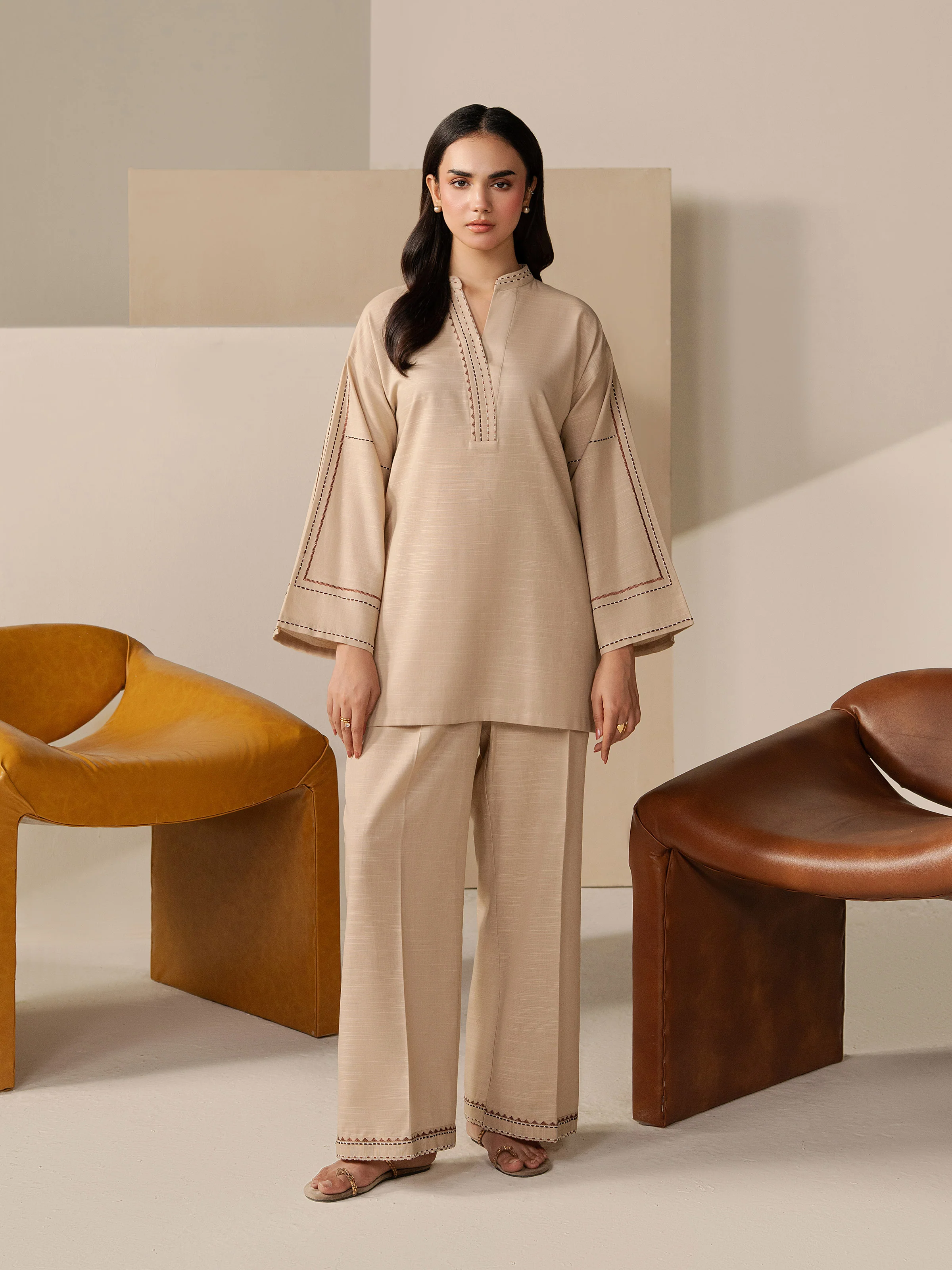 Pret Embroidered Khaddar Co-ord Set - EWTKE5-84015ST