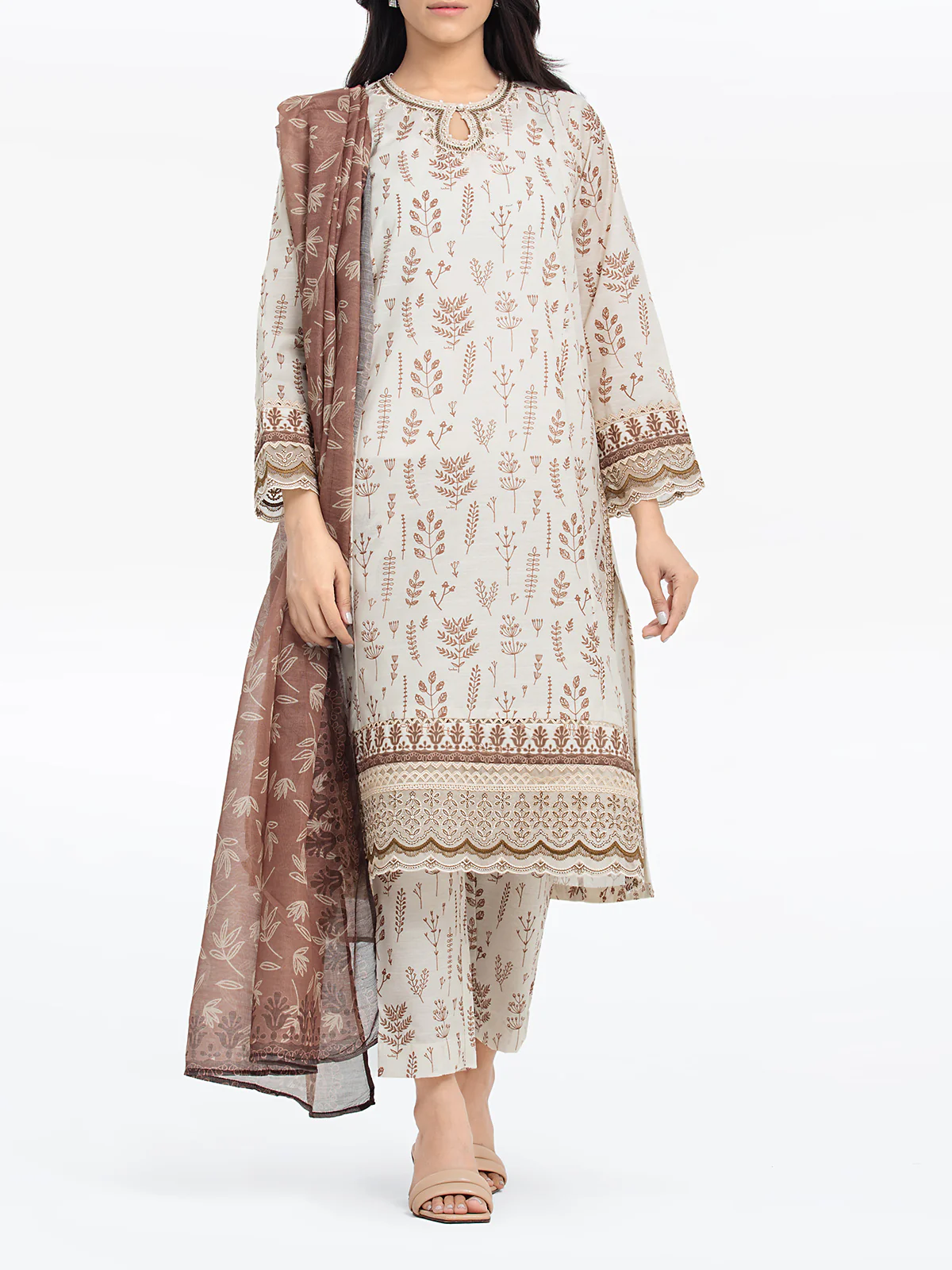 Embroidered Lawn Slub Shirt Trouser - EWTKE24-69639ST