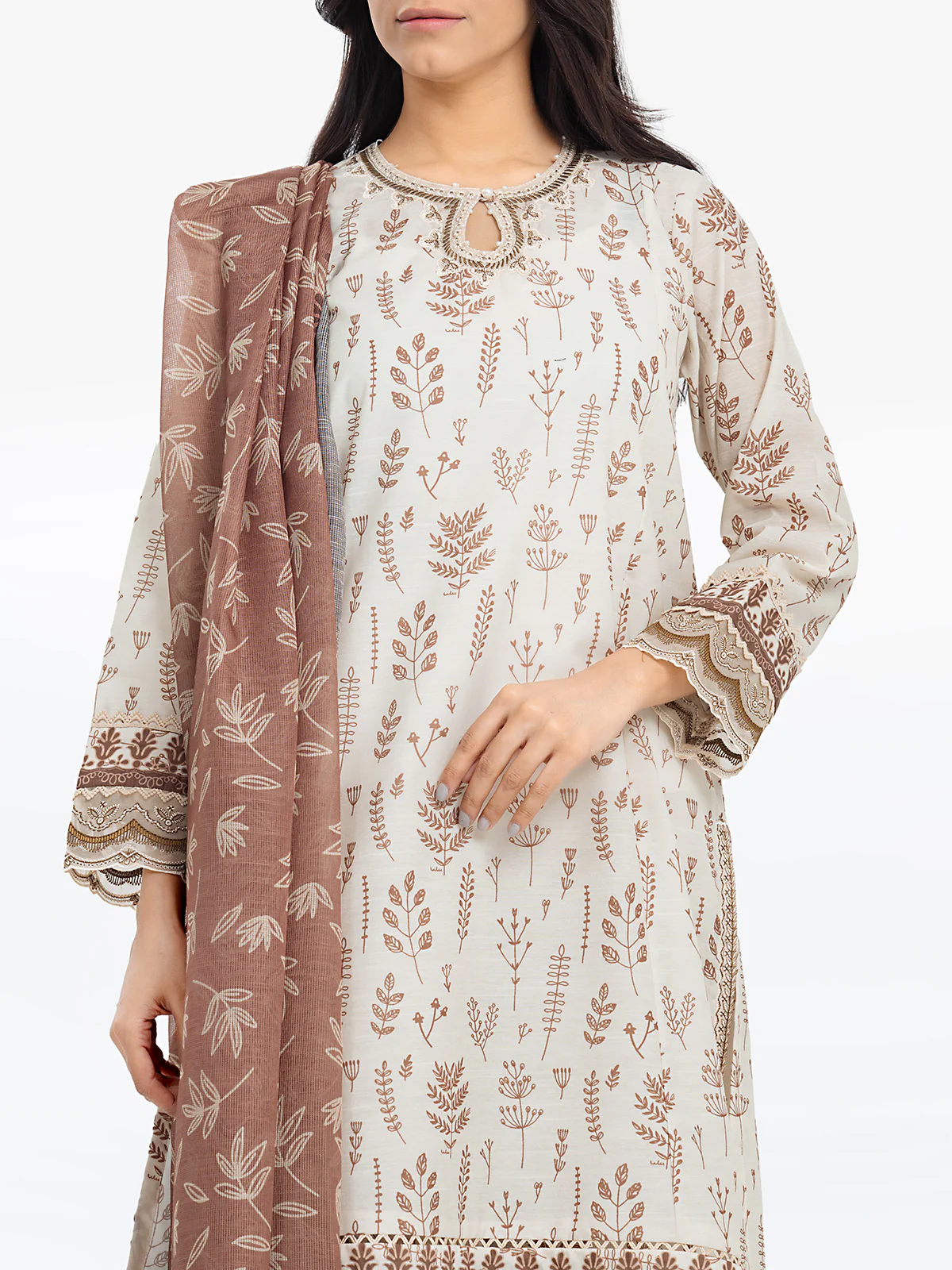 Embroidered Lawn Slub Shirt Trouser - EWTKE24-69639ST - Image 2