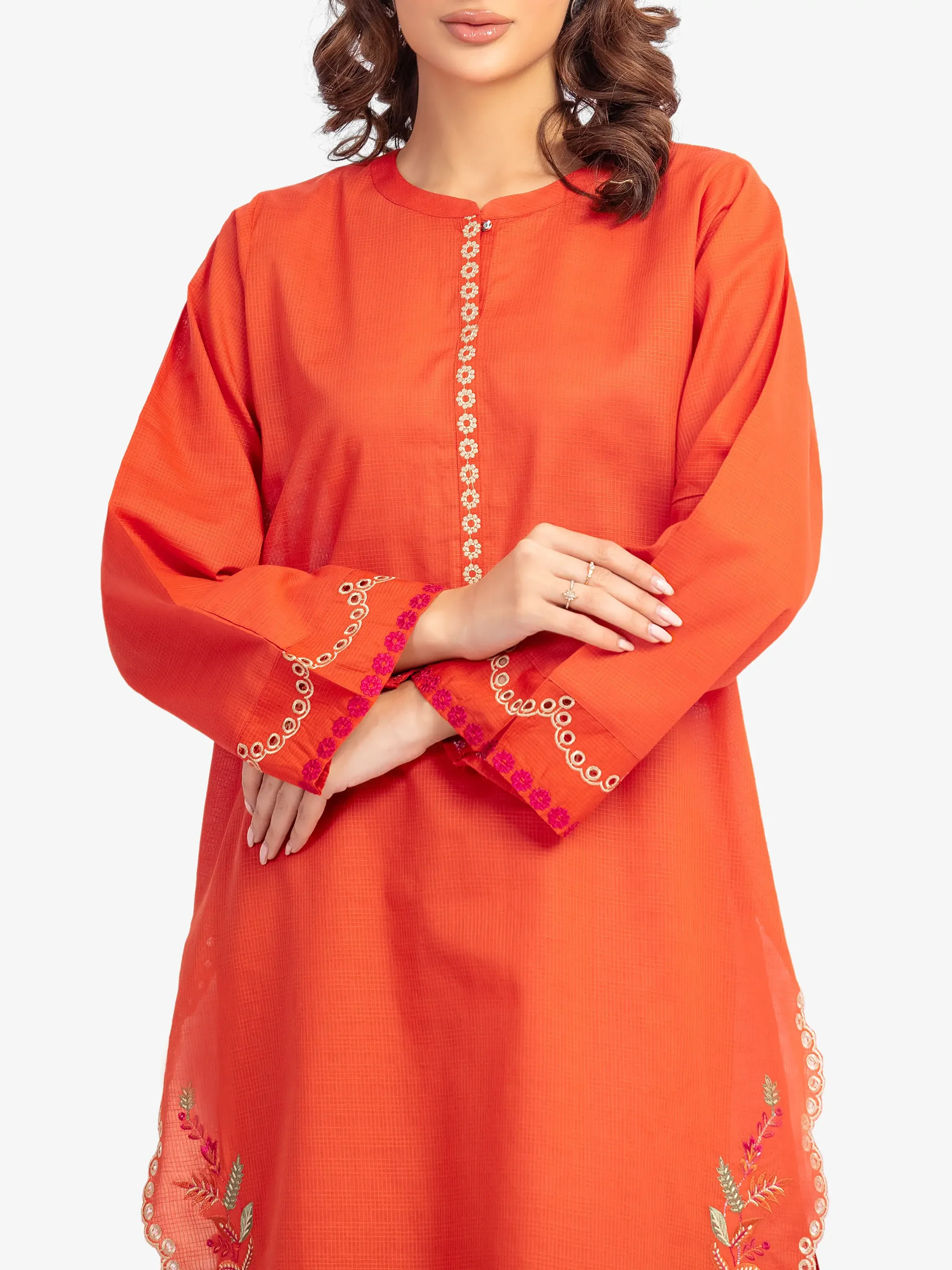 Embroidered Lawn Slub Shirt Trouser - EWTKE5-82104ST - Image 2