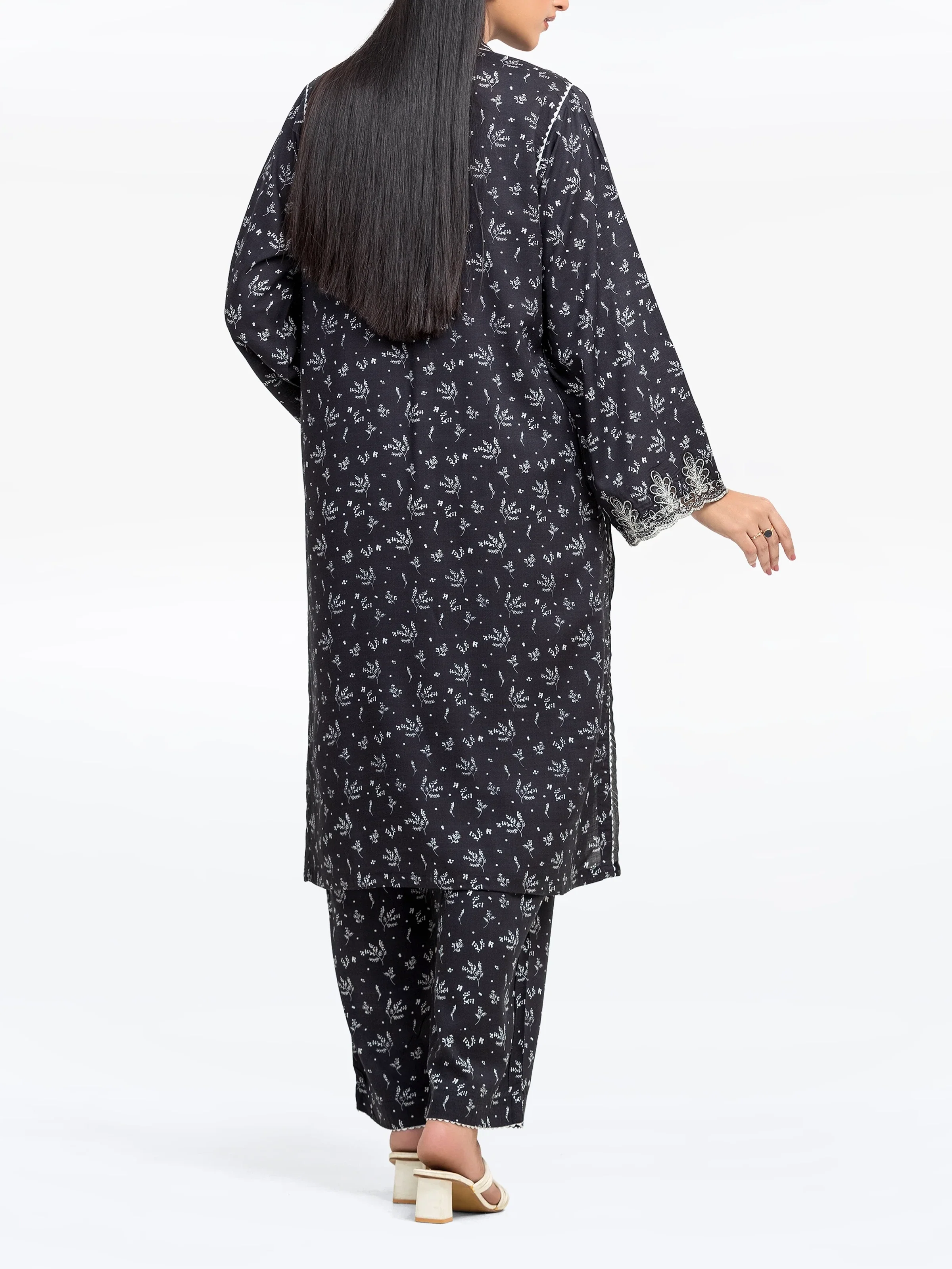 Embroidered Raw Silk Co-Ord Set - EWTKE24-81511ST - Image 5