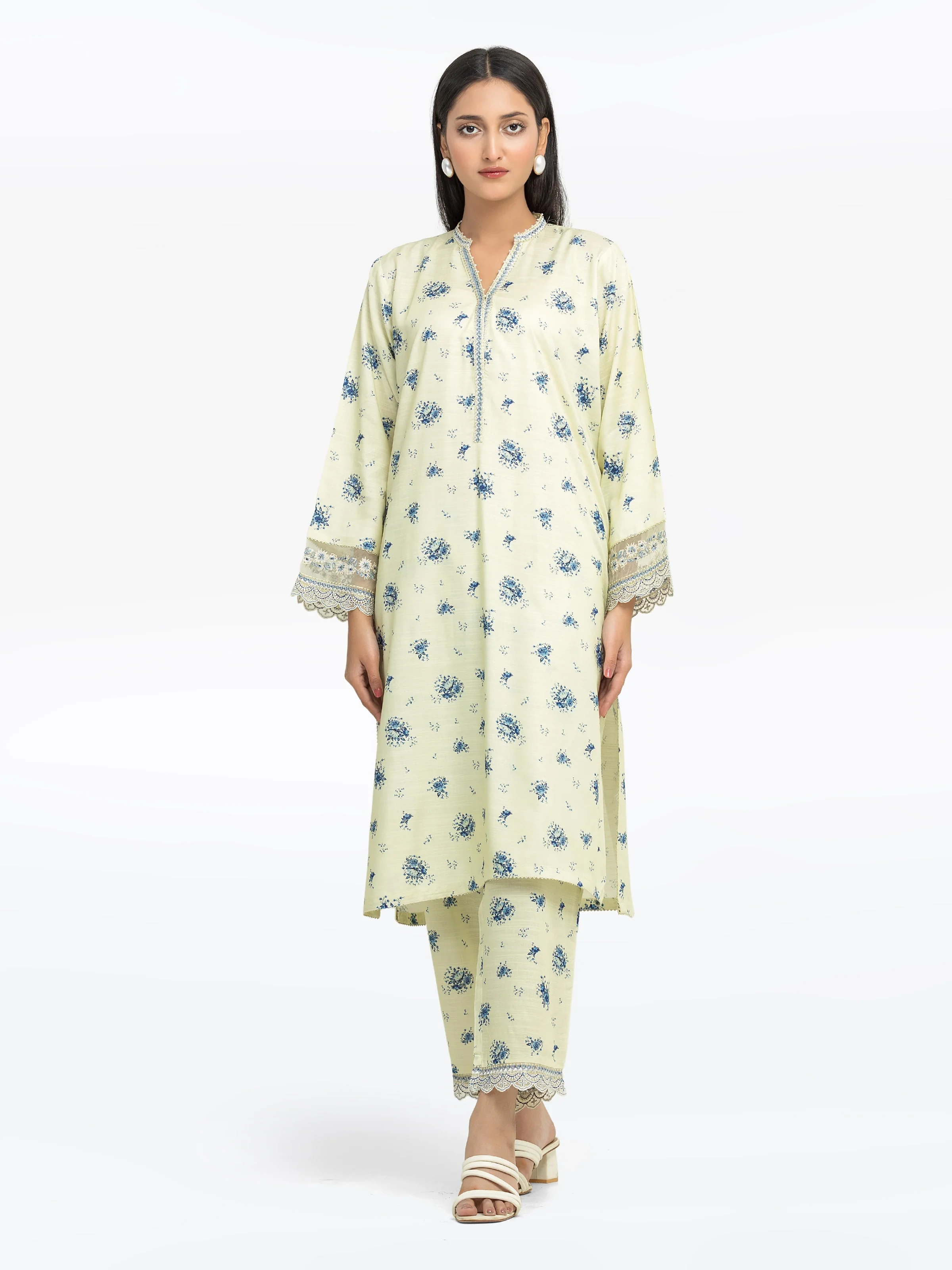 Embroidered Raw Silk Co-Ord Set - EWTKE24-81515ST - Image 2