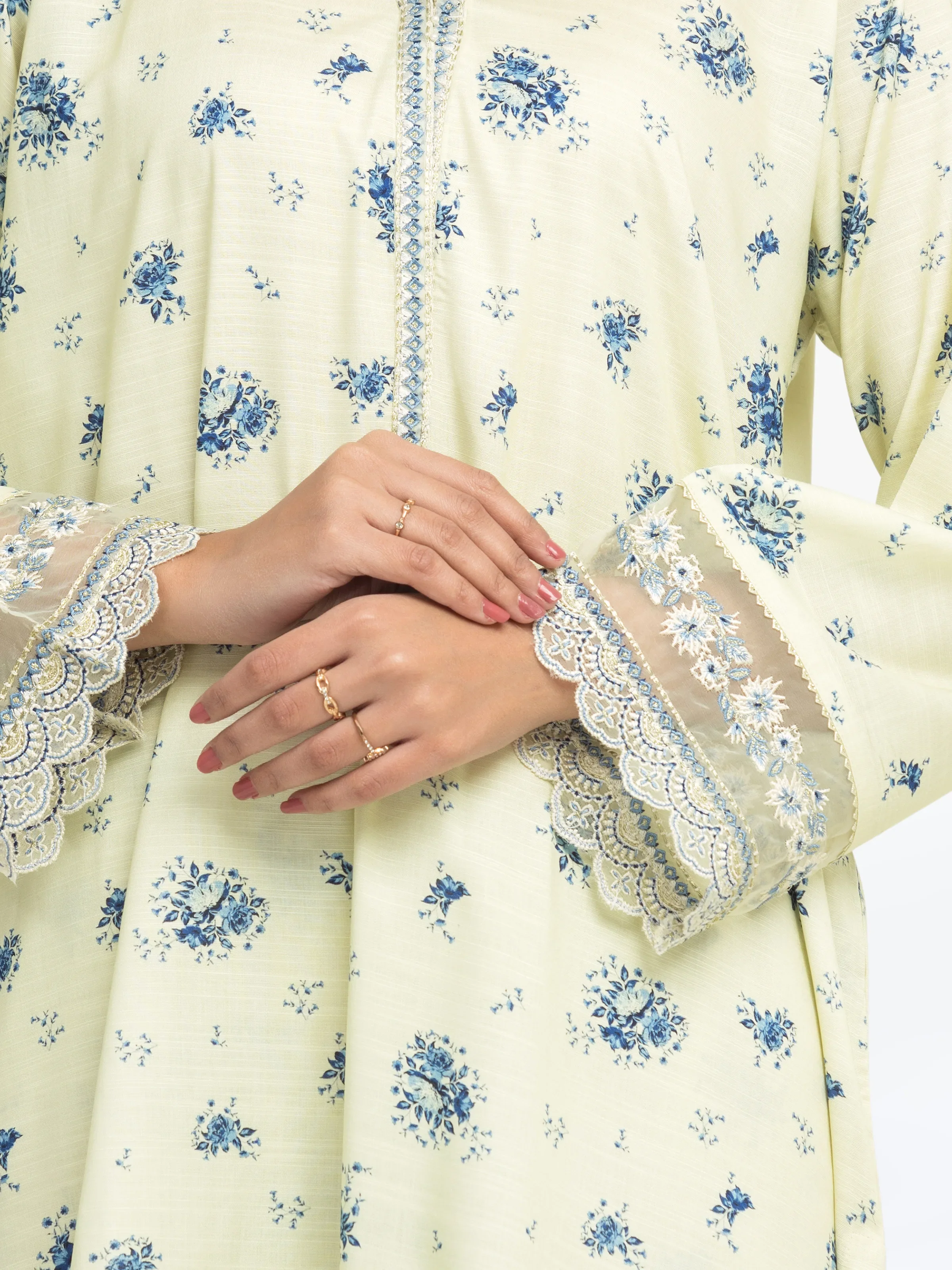 Embroidered Raw Silk Co-Ord Set - EWTKE24-81515ST - Image 4