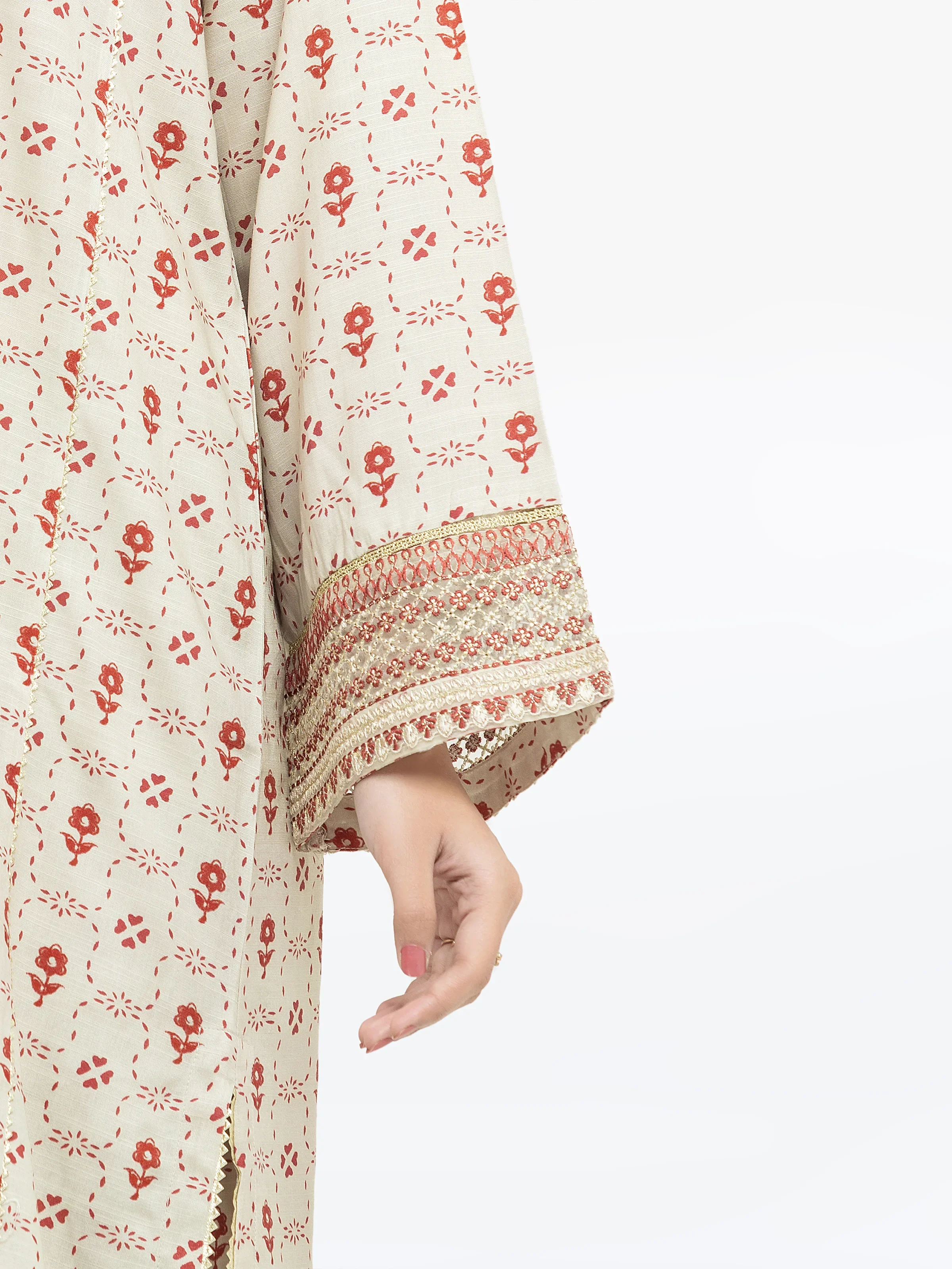 Embroidered Raw Silk Co-Ord Set - EWTKE24-81518ST - Image 4