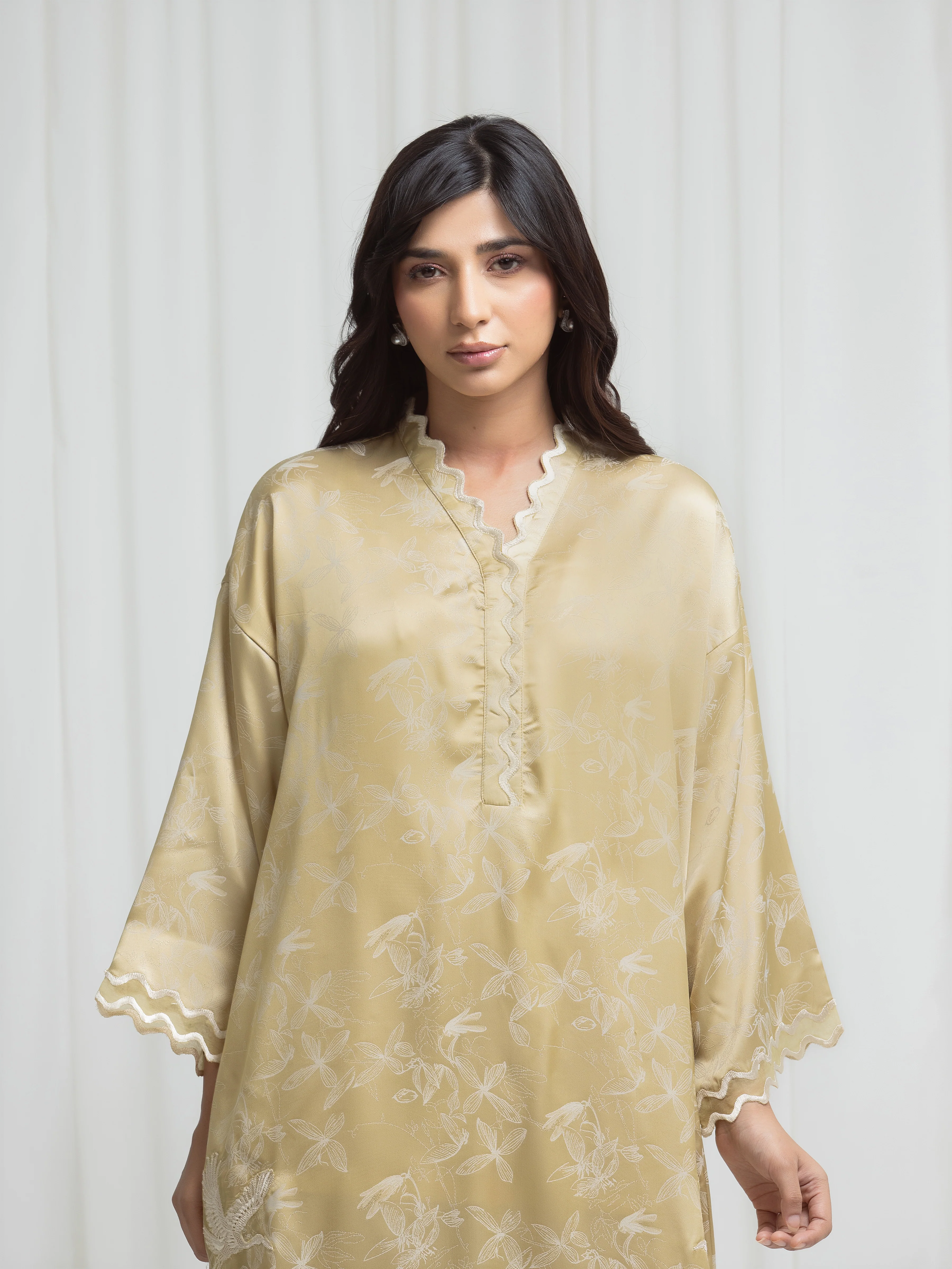 Embroidered Satin Co-Ord Set - EWTKED6-86155ST - Image 2