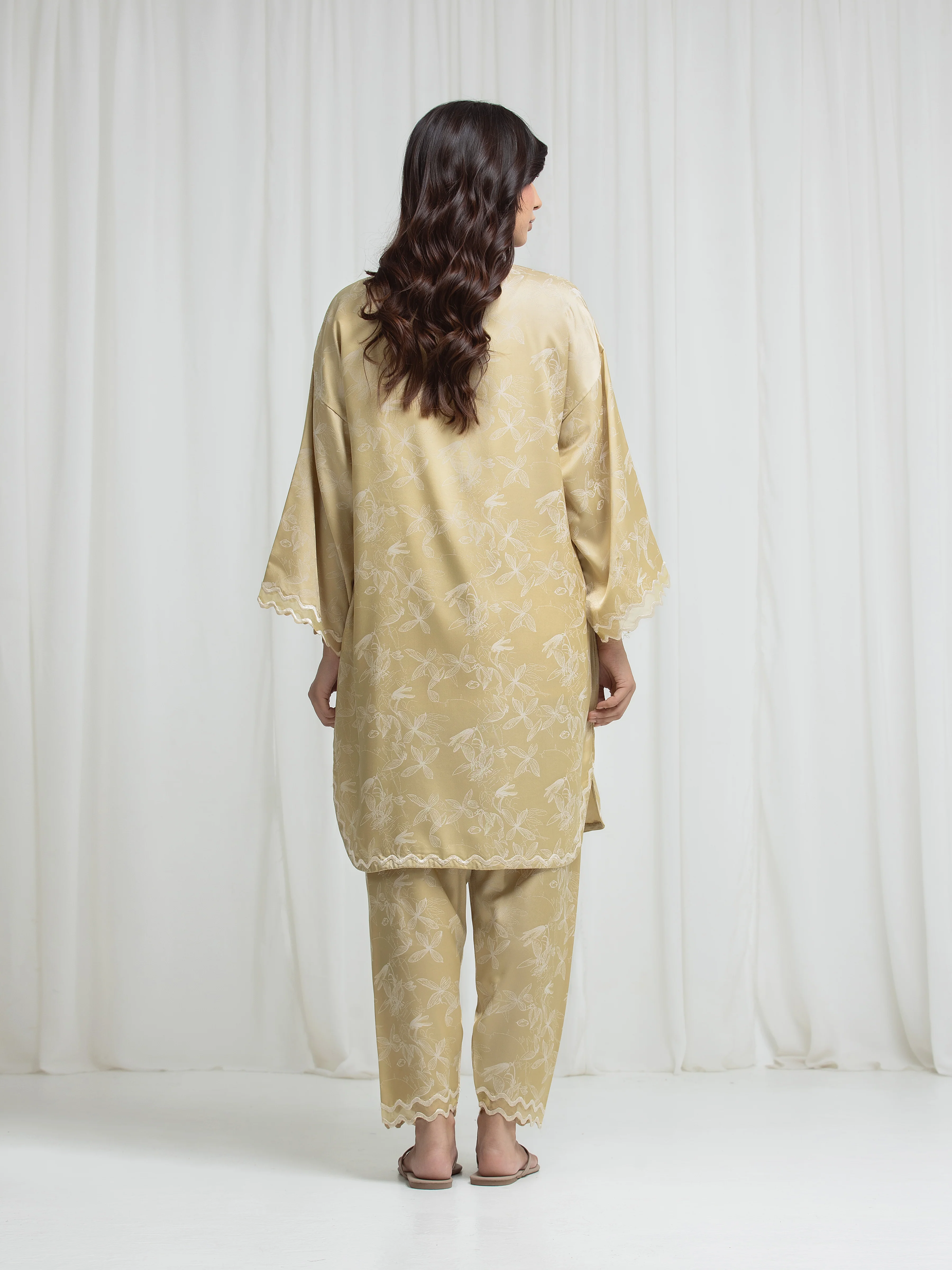 Embroidered Satin Co-Ord Set - EWTKED6-86155ST - Image 6