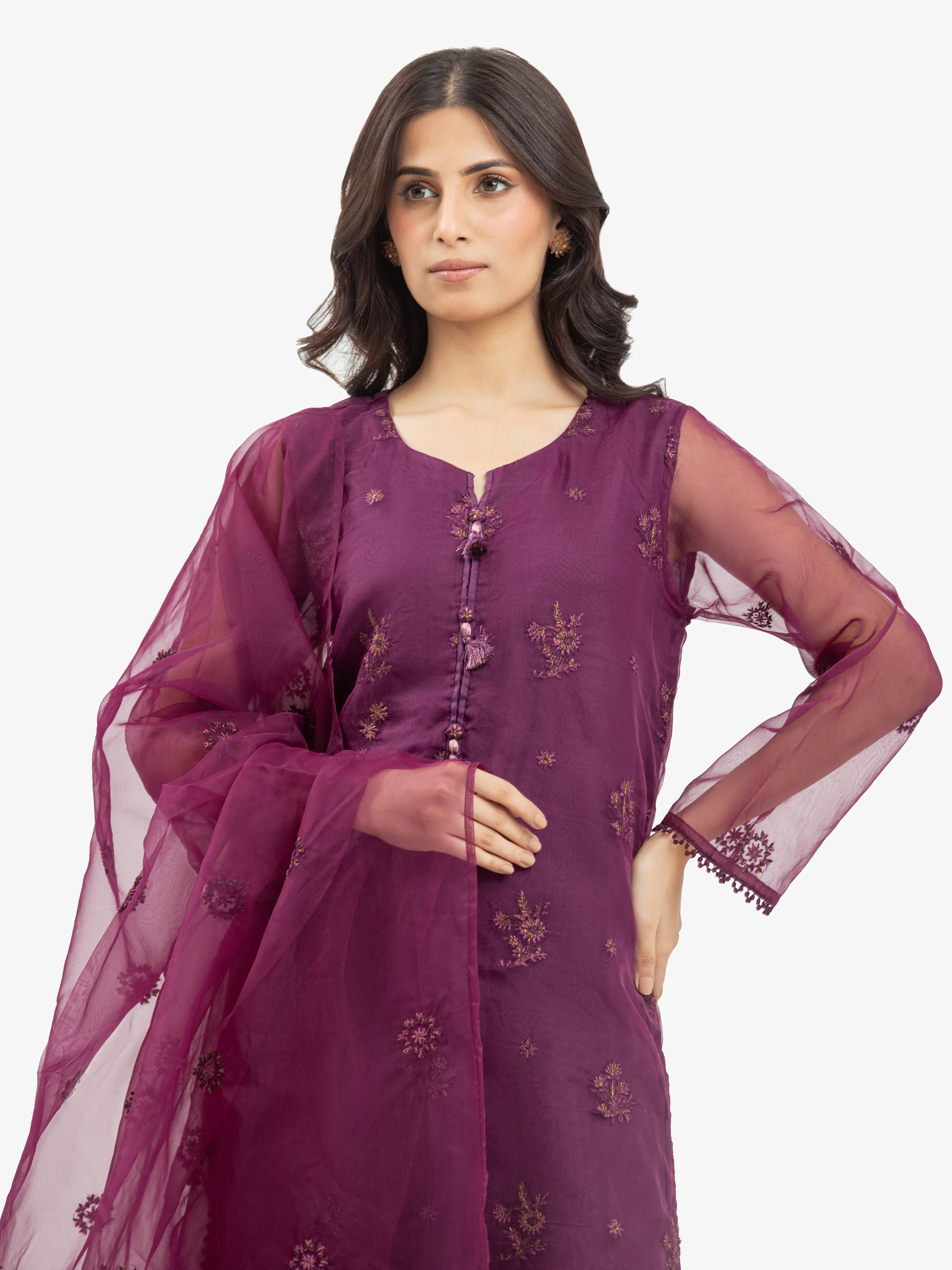 Embroidered Organza Shirt Trouser - EWTPLE24-00030ST