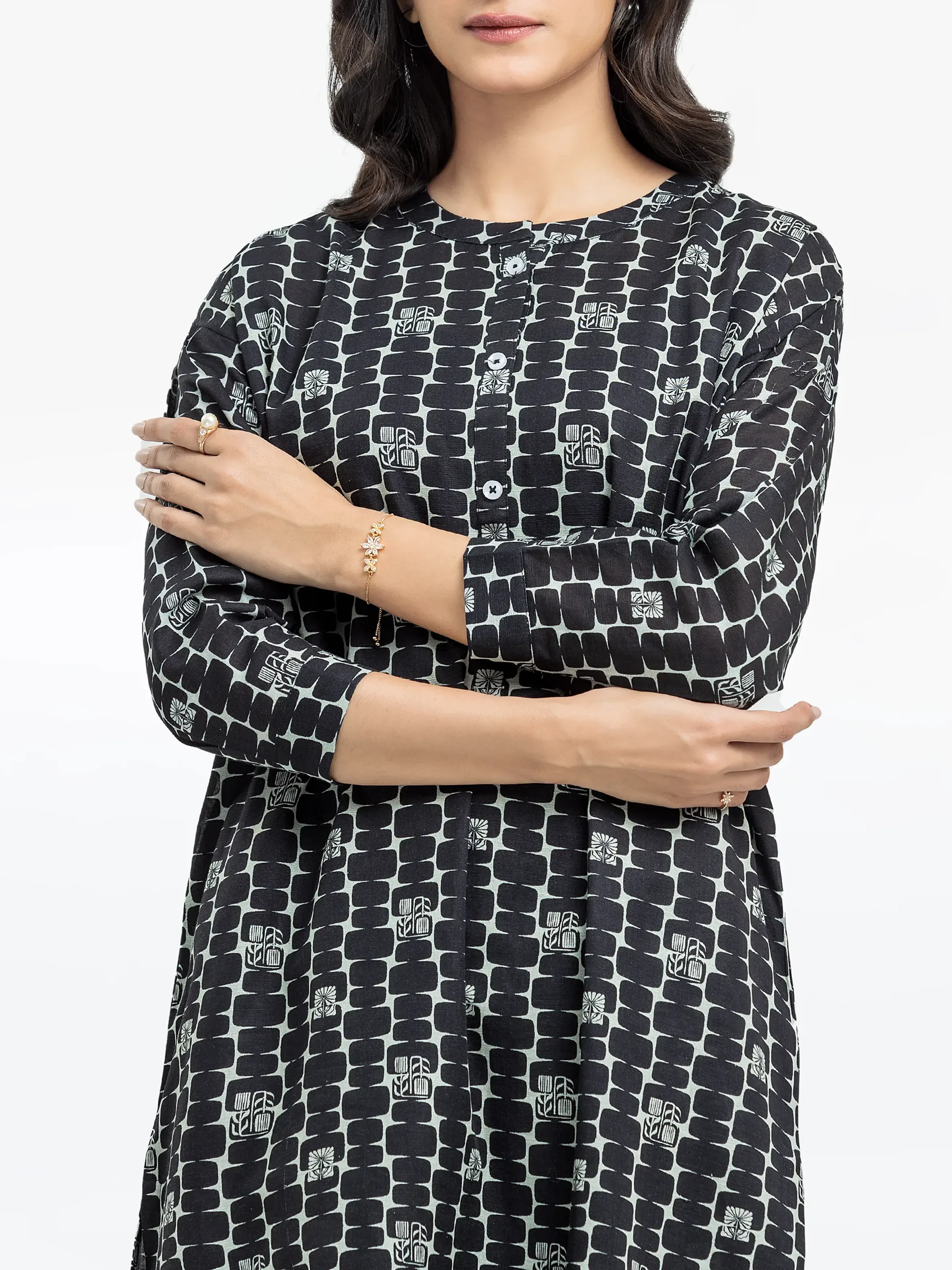 Printed Khaddar Co-Ord Set - EWTKP24-81411ST - Image 2