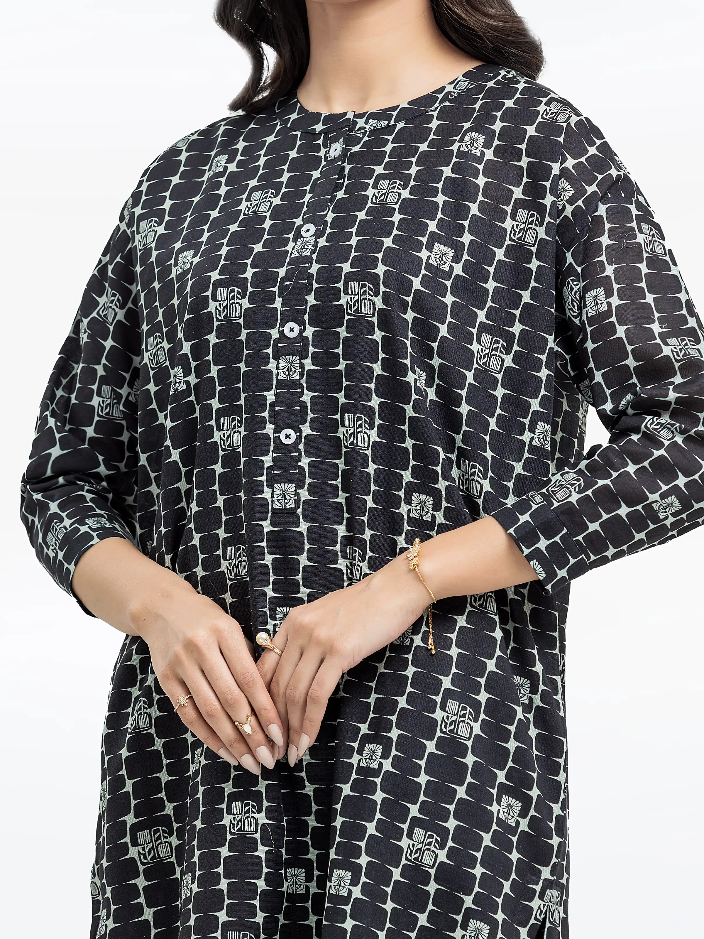 Printed Khaddar Co-Ord Set - EWTKP24-81411ST - Image 3